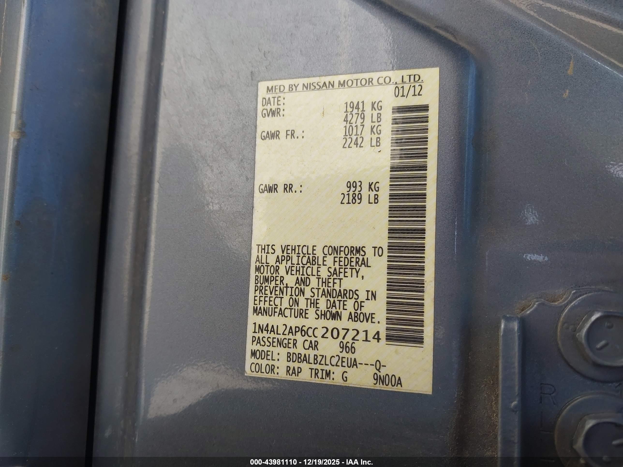 NISSAN ALTIMA image 9