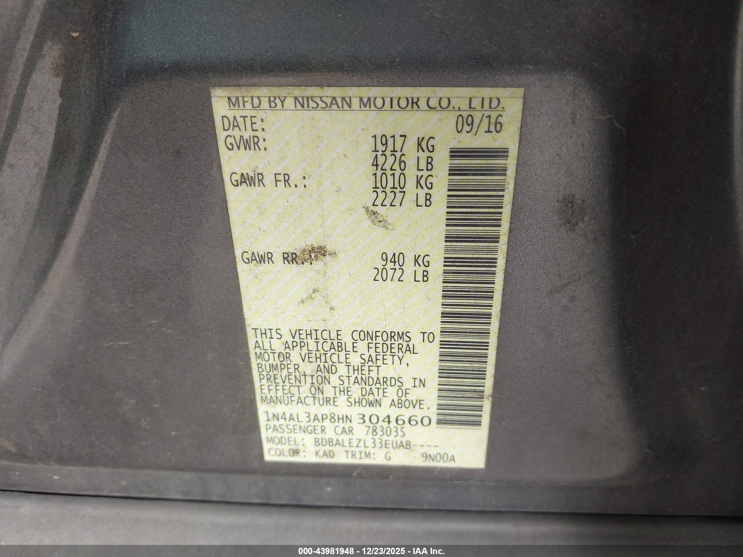NISSAN ALTIMA image 9