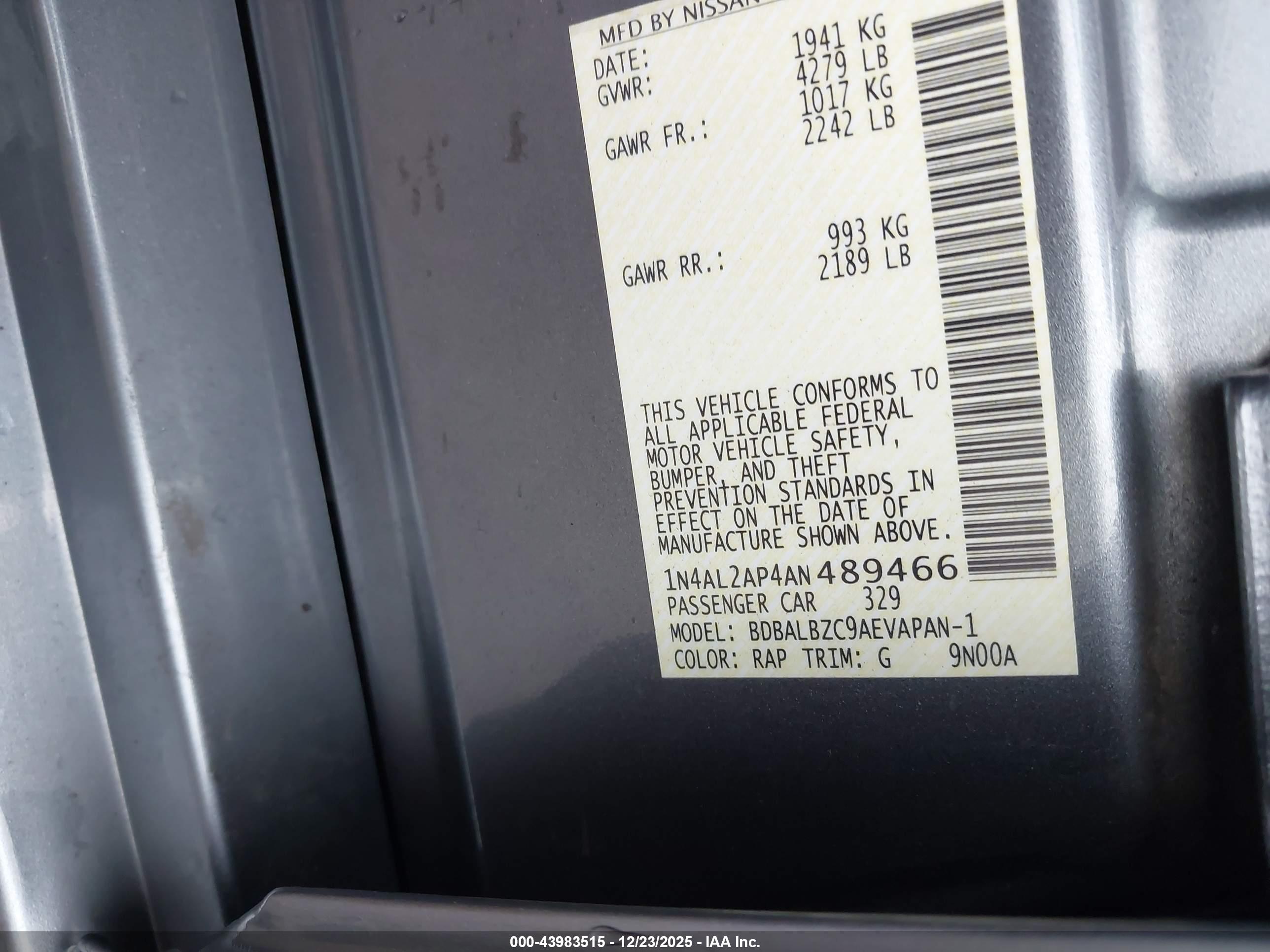 NISSAN ALTIMA image 9