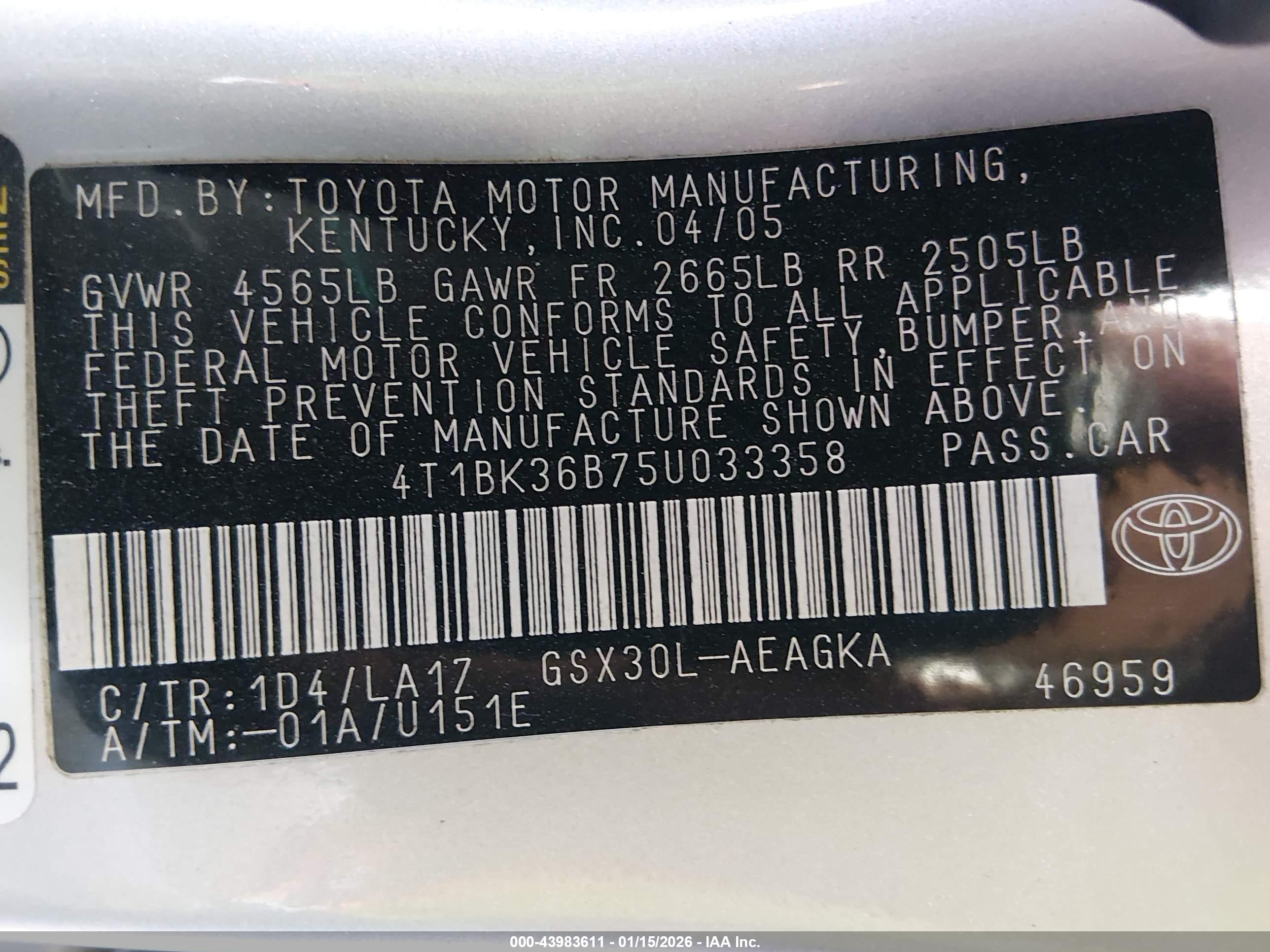 TOYOTA AVALON image 9