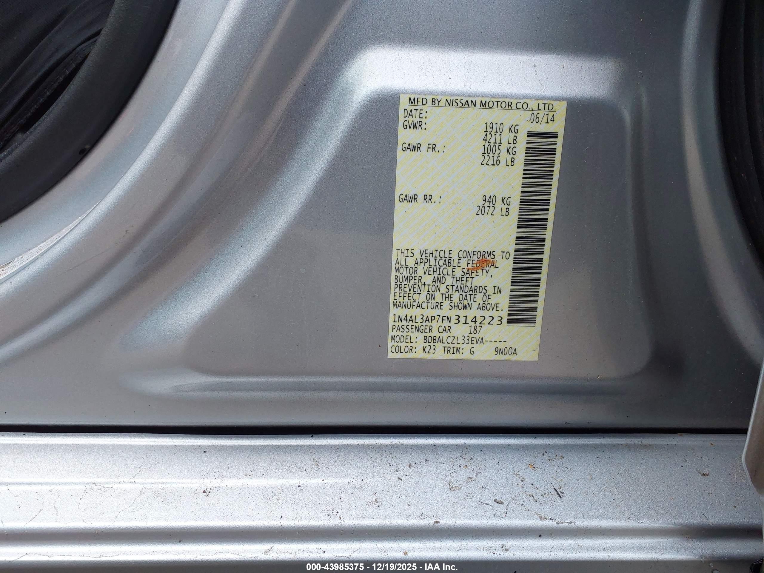 NISSAN ALTIMA image 9