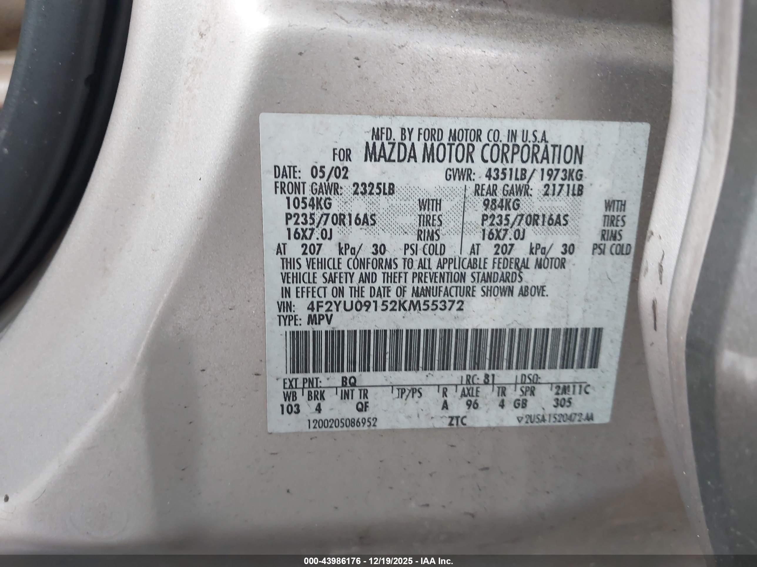 MAZDA TRIBUTE image 9