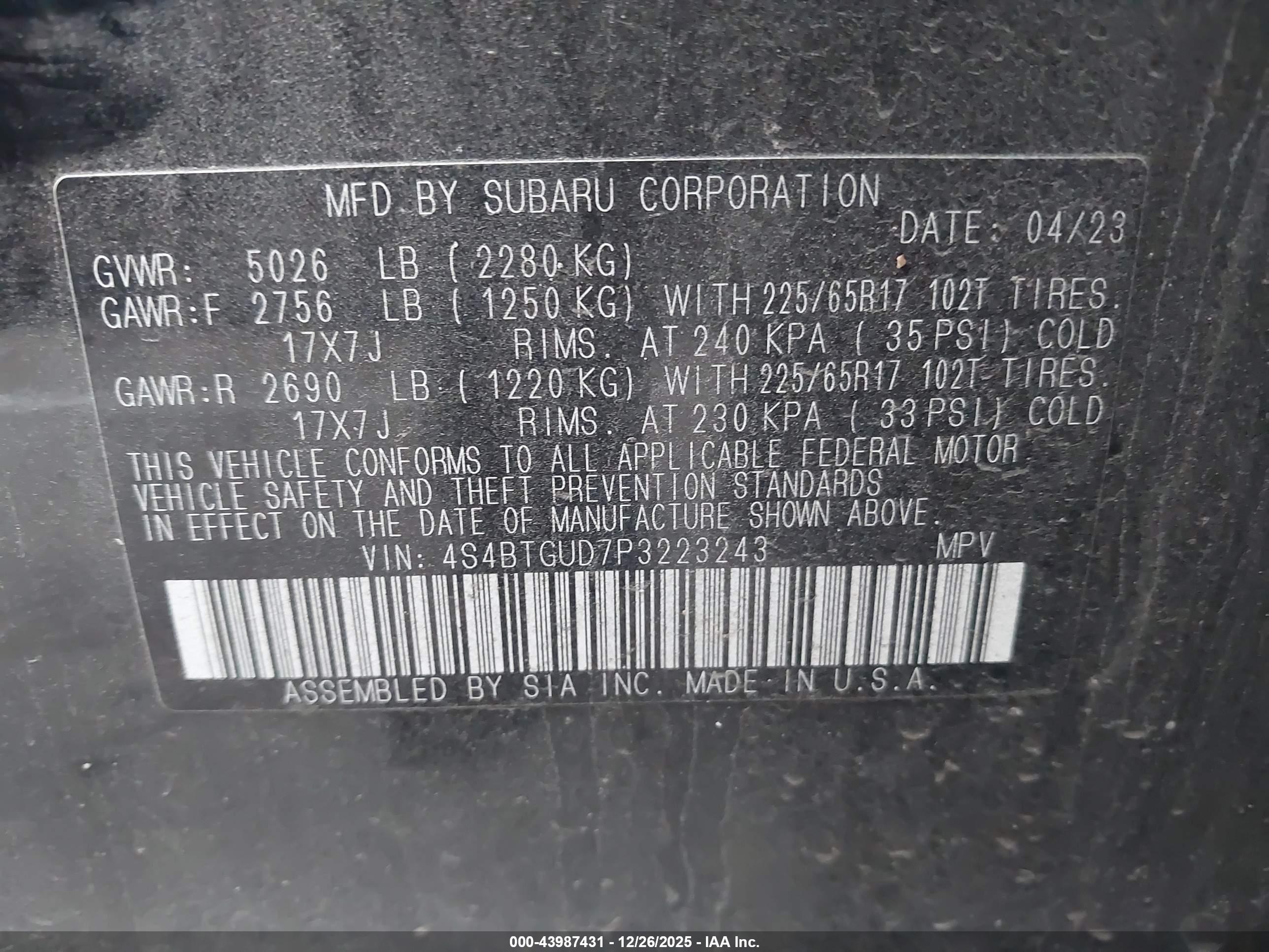 SUBARU OUTBACK image 9