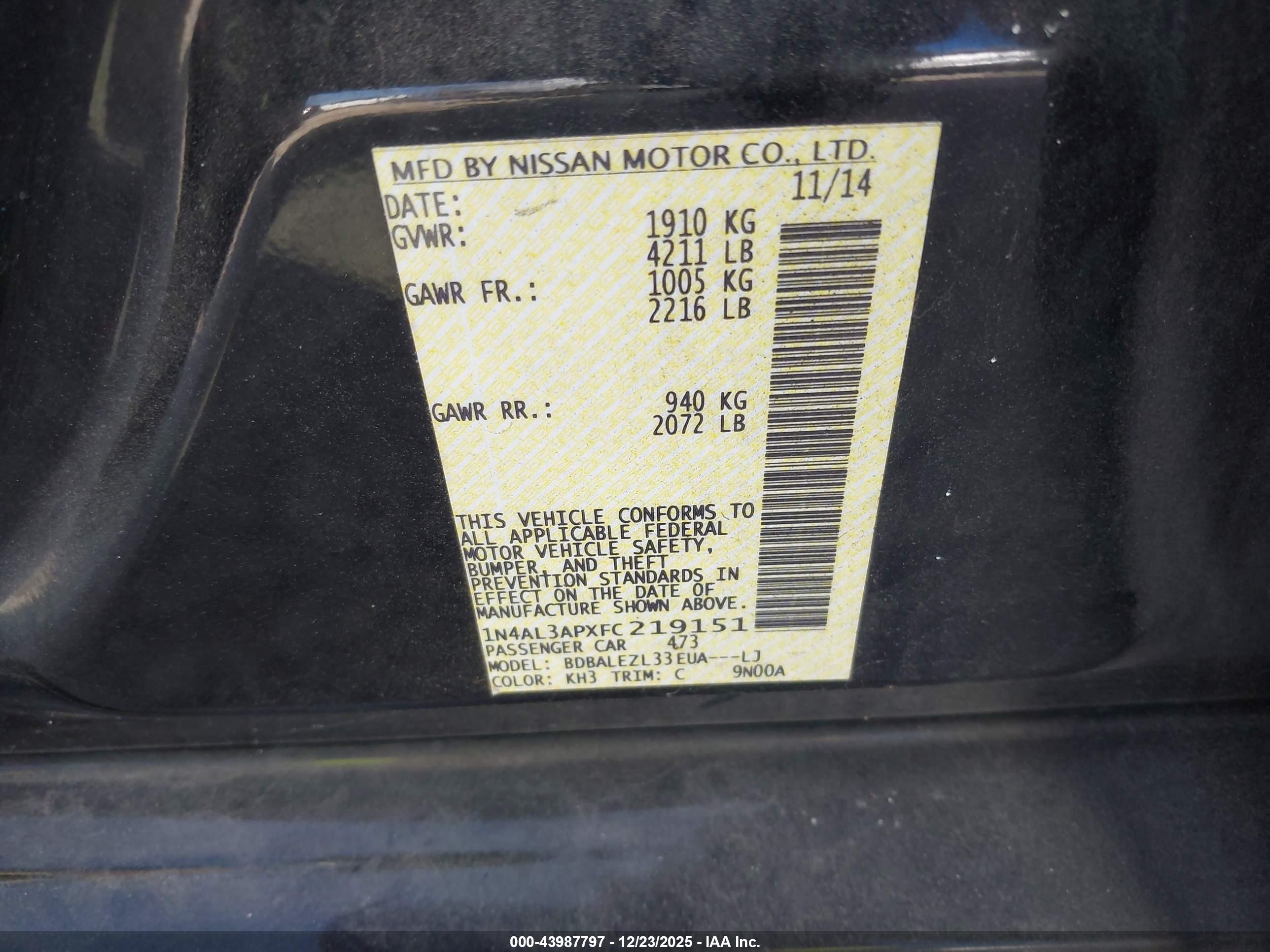 NISSAN ALTIMA image 9