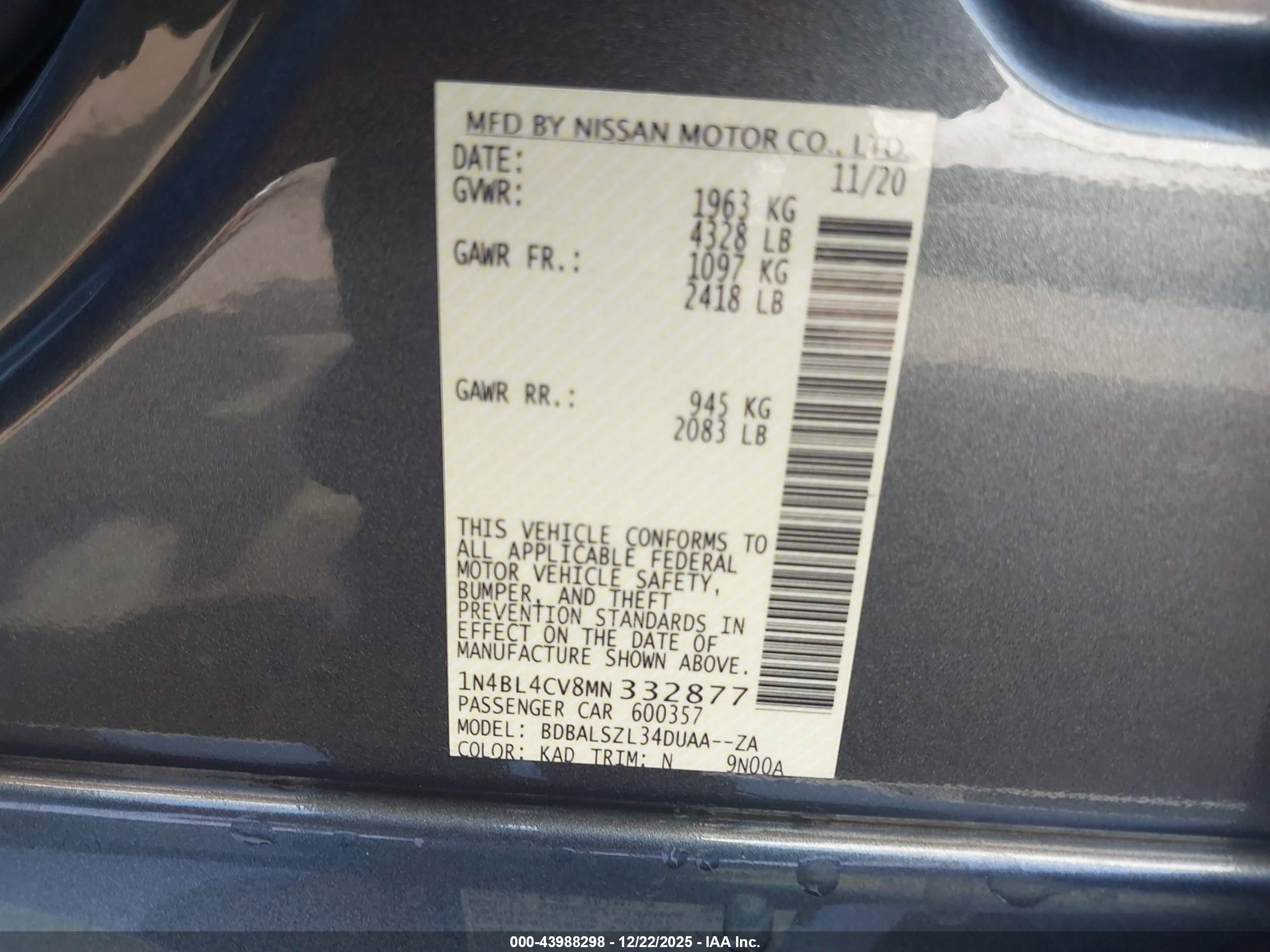 NISSAN ALTIMA image 9