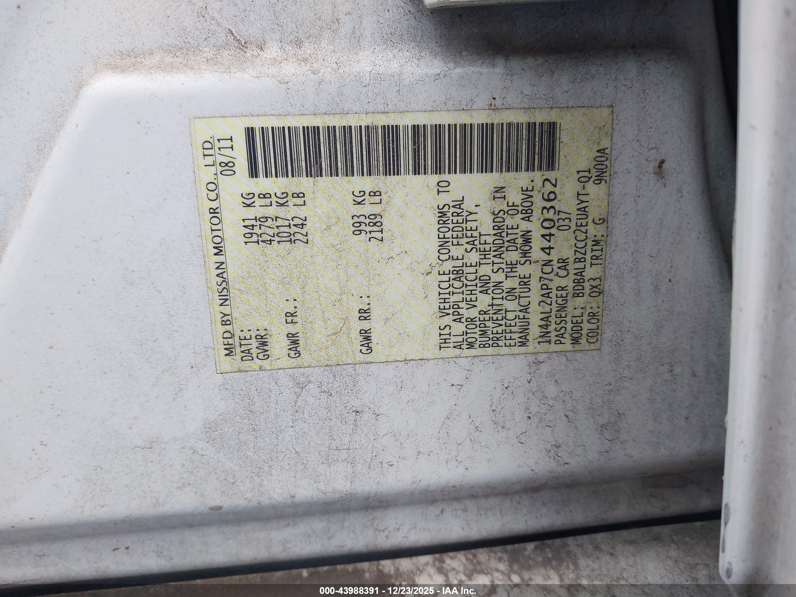 NISSAN ALTIMA image 9