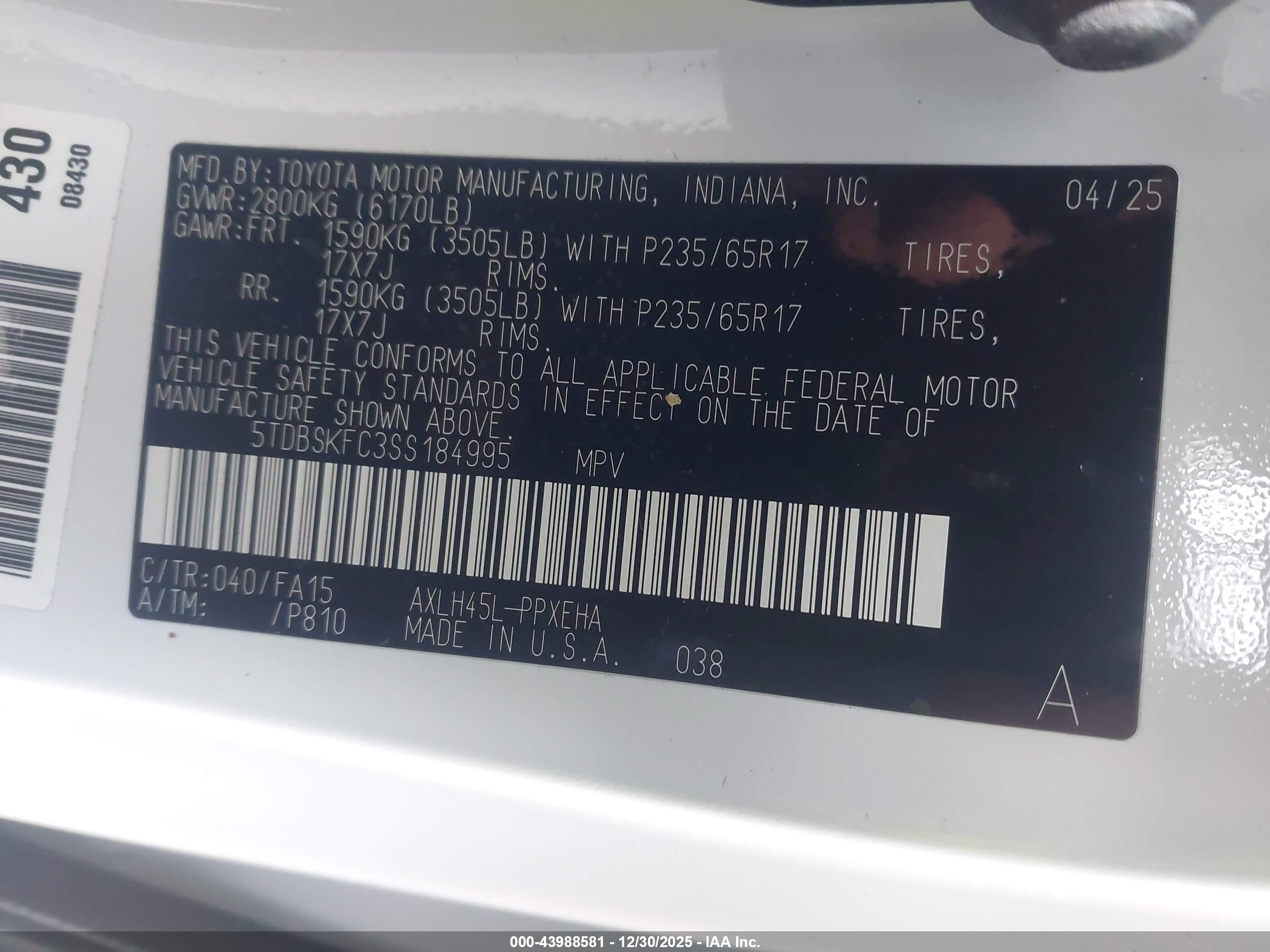 TOYOTA SIENNA image 9