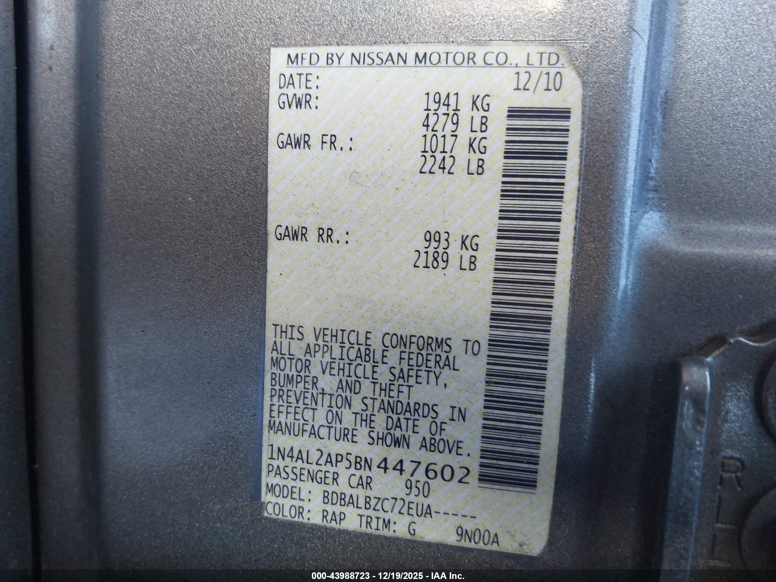 NISSAN ALTIMA image 9