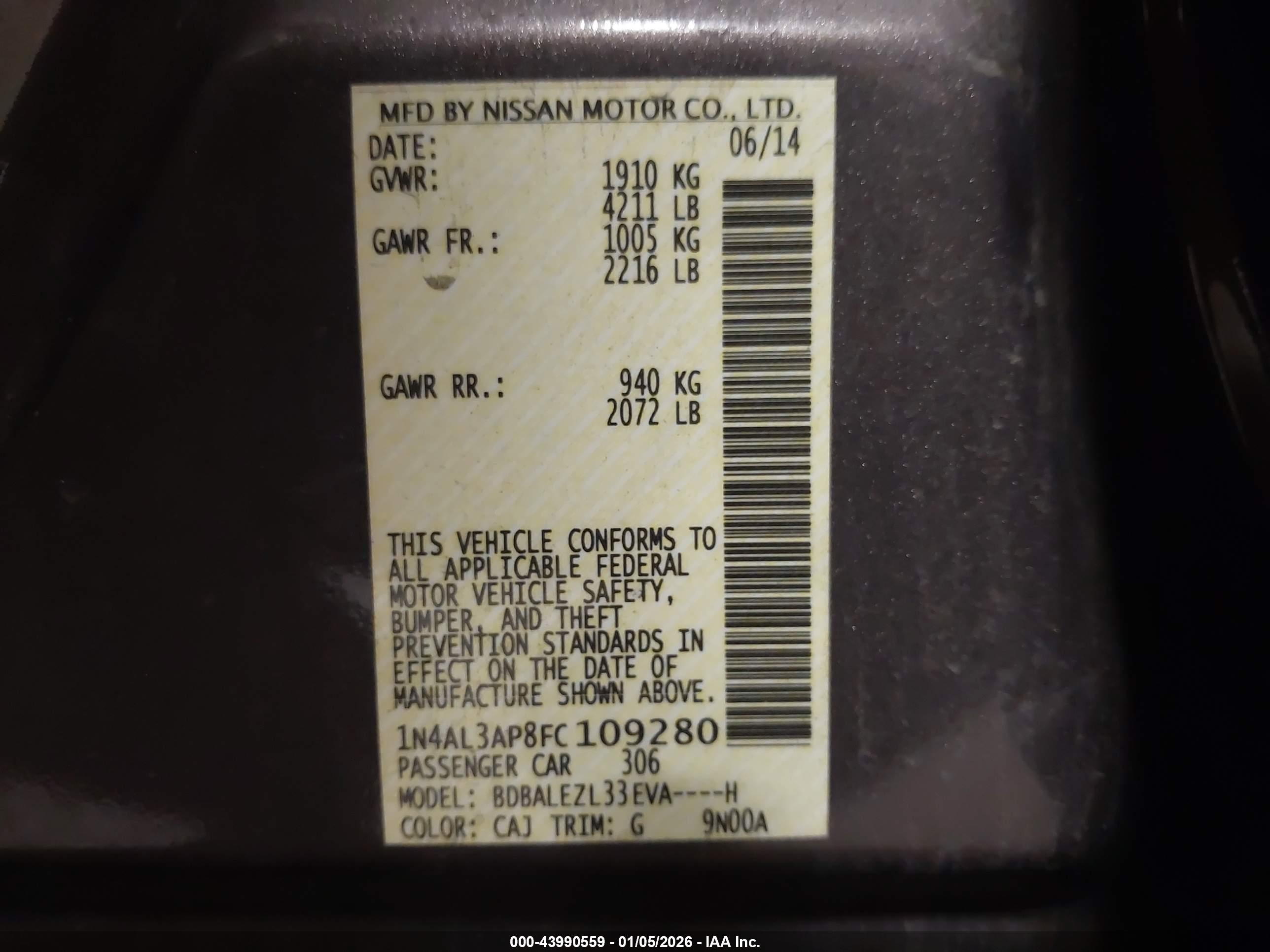 NISSAN ALTIMA image 9
