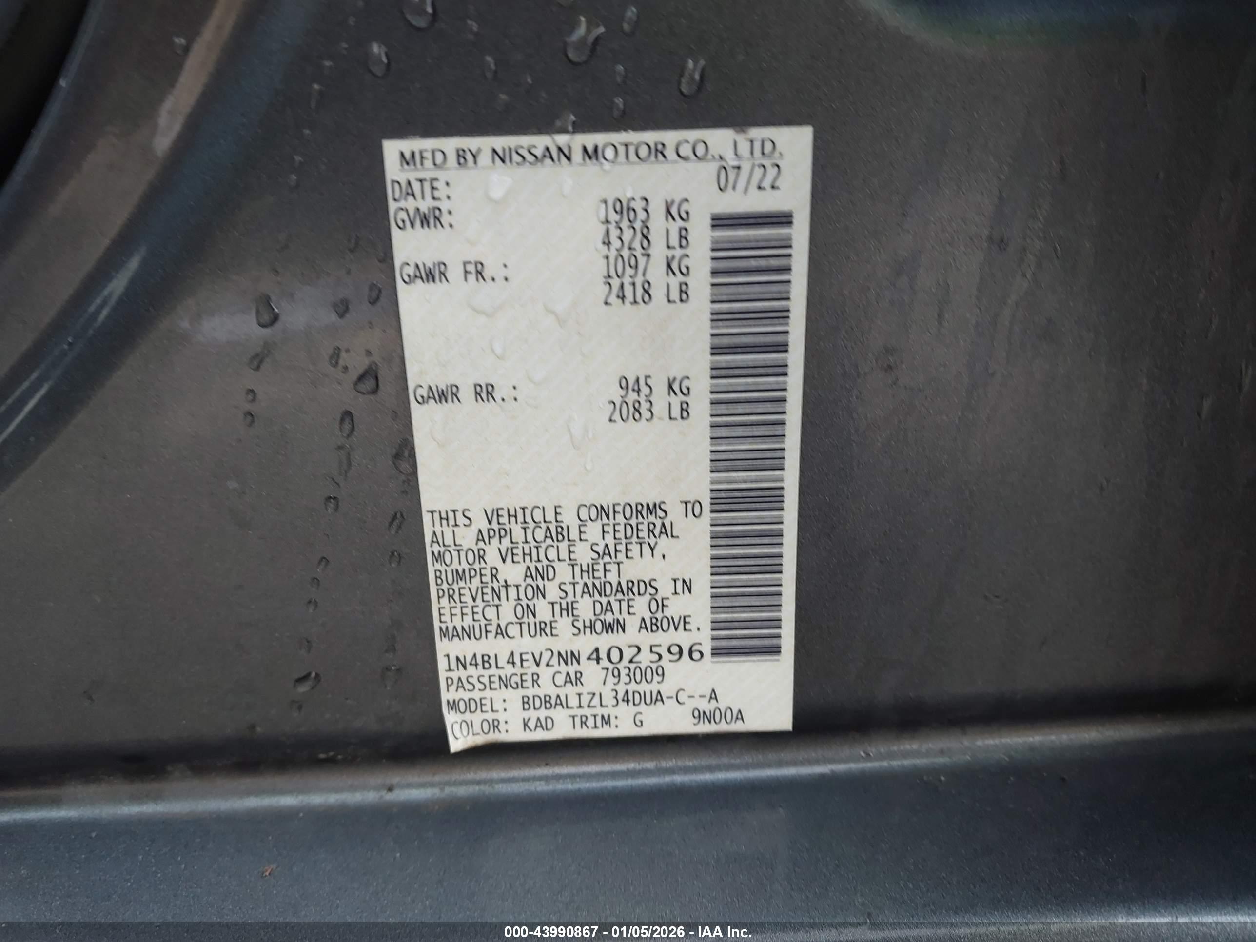 NISSAN ALTIMA image 9