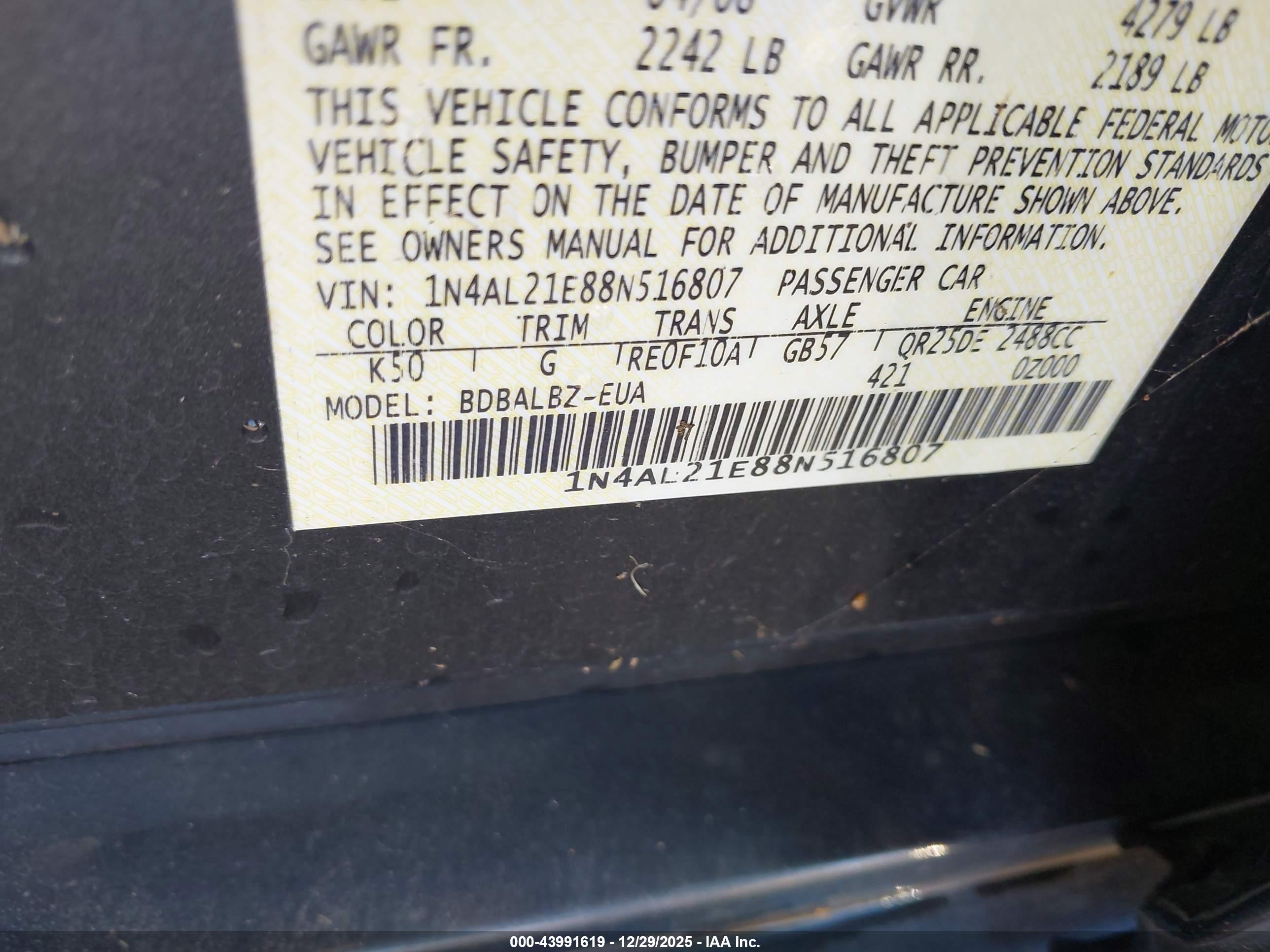 NISSAN ALTIMA image 9