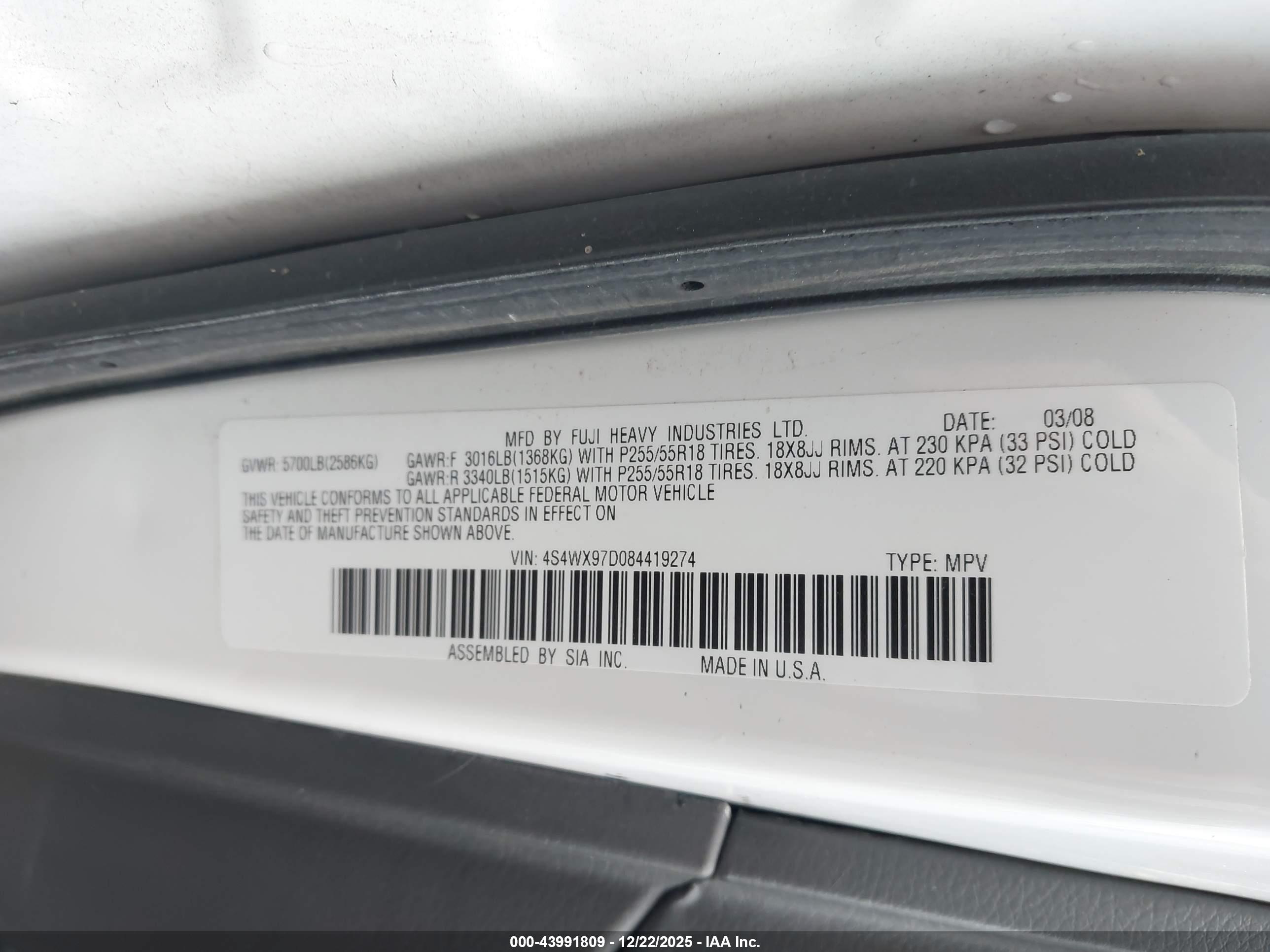 SUBARU TRIBECA image 9