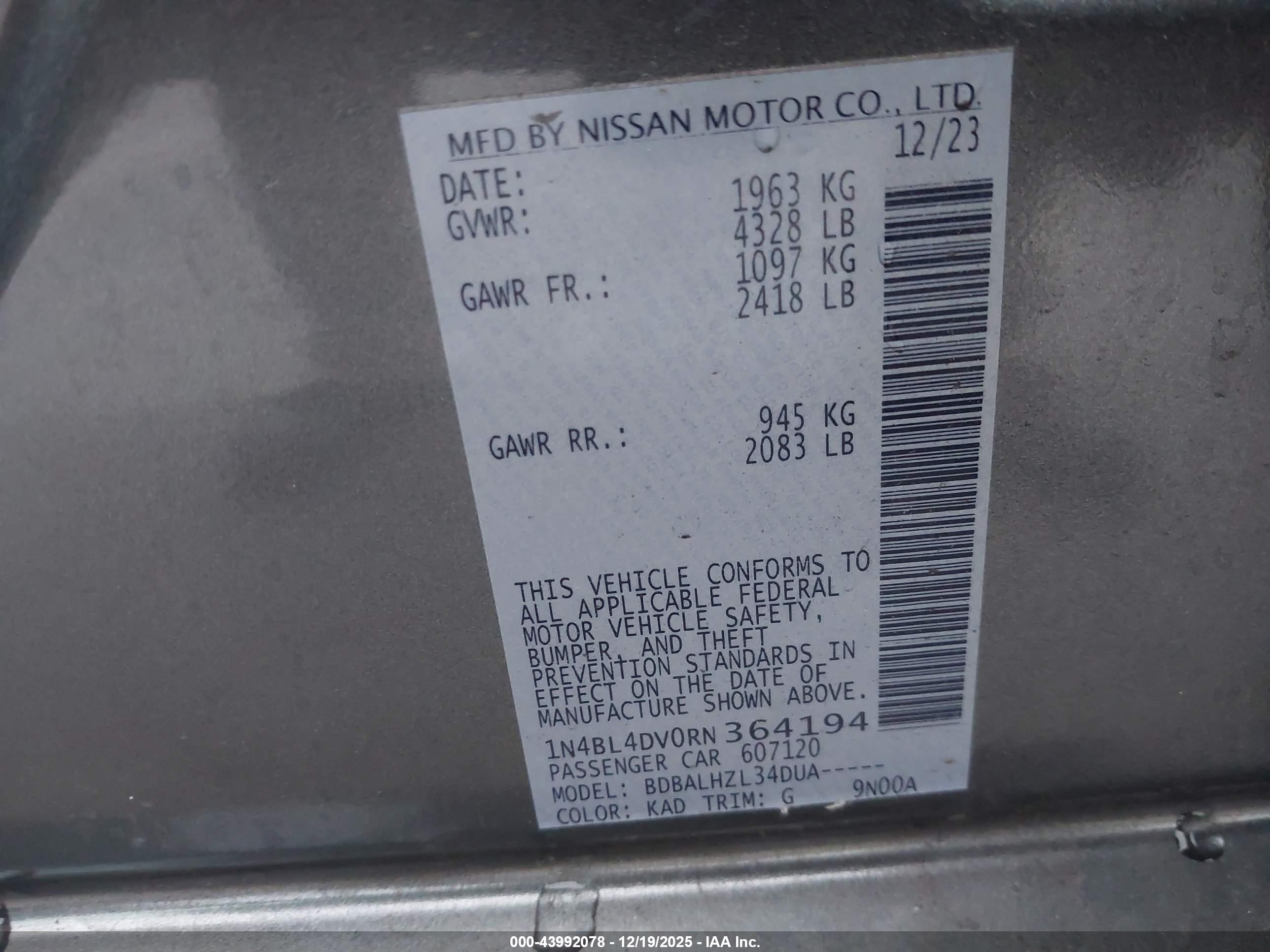 NISSAN ALTIMA image 9
