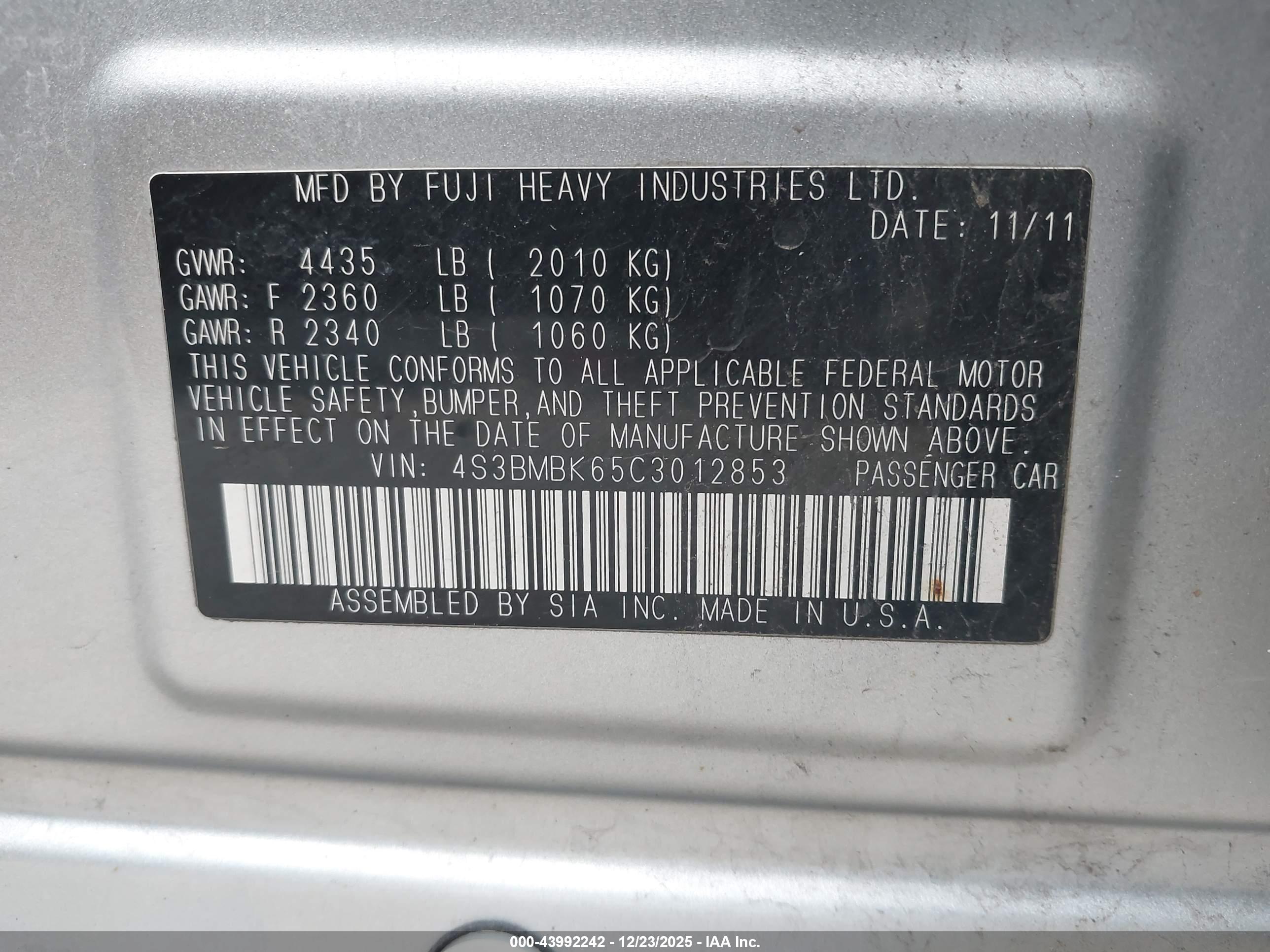 SUBARU LEGACY image 9