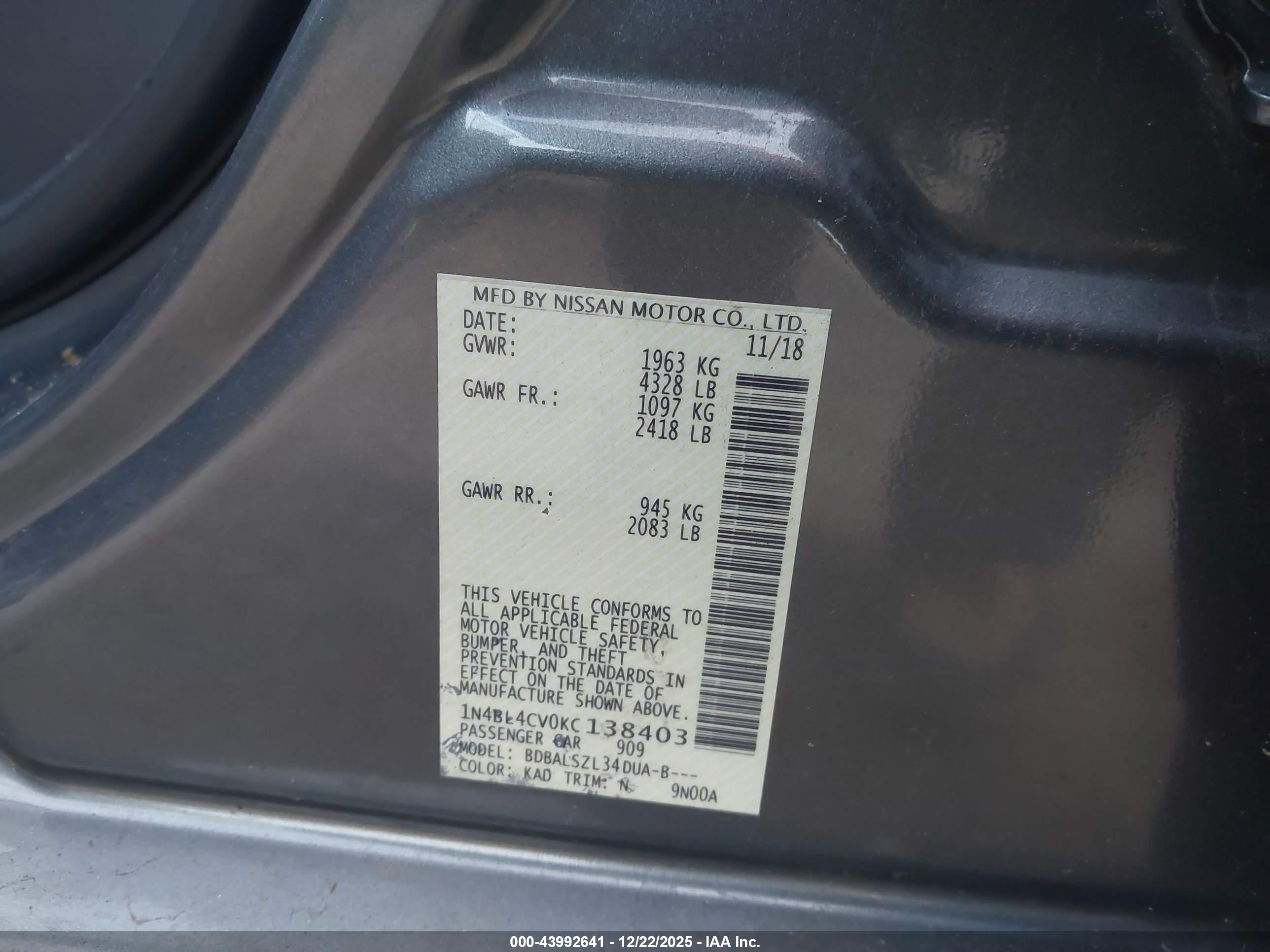 NISSAN ALTIMA image 9