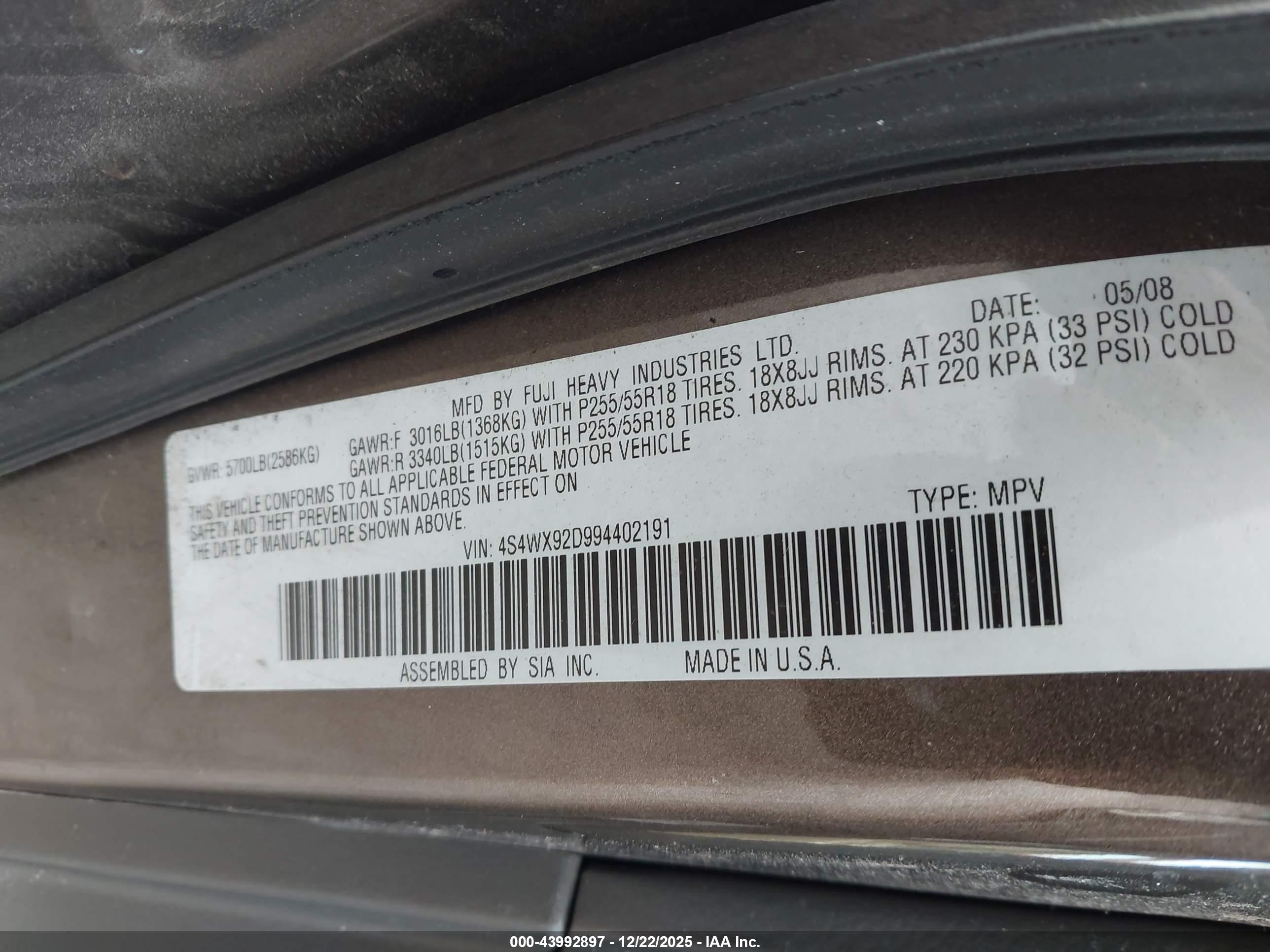SUBARU TRIBECA image 9