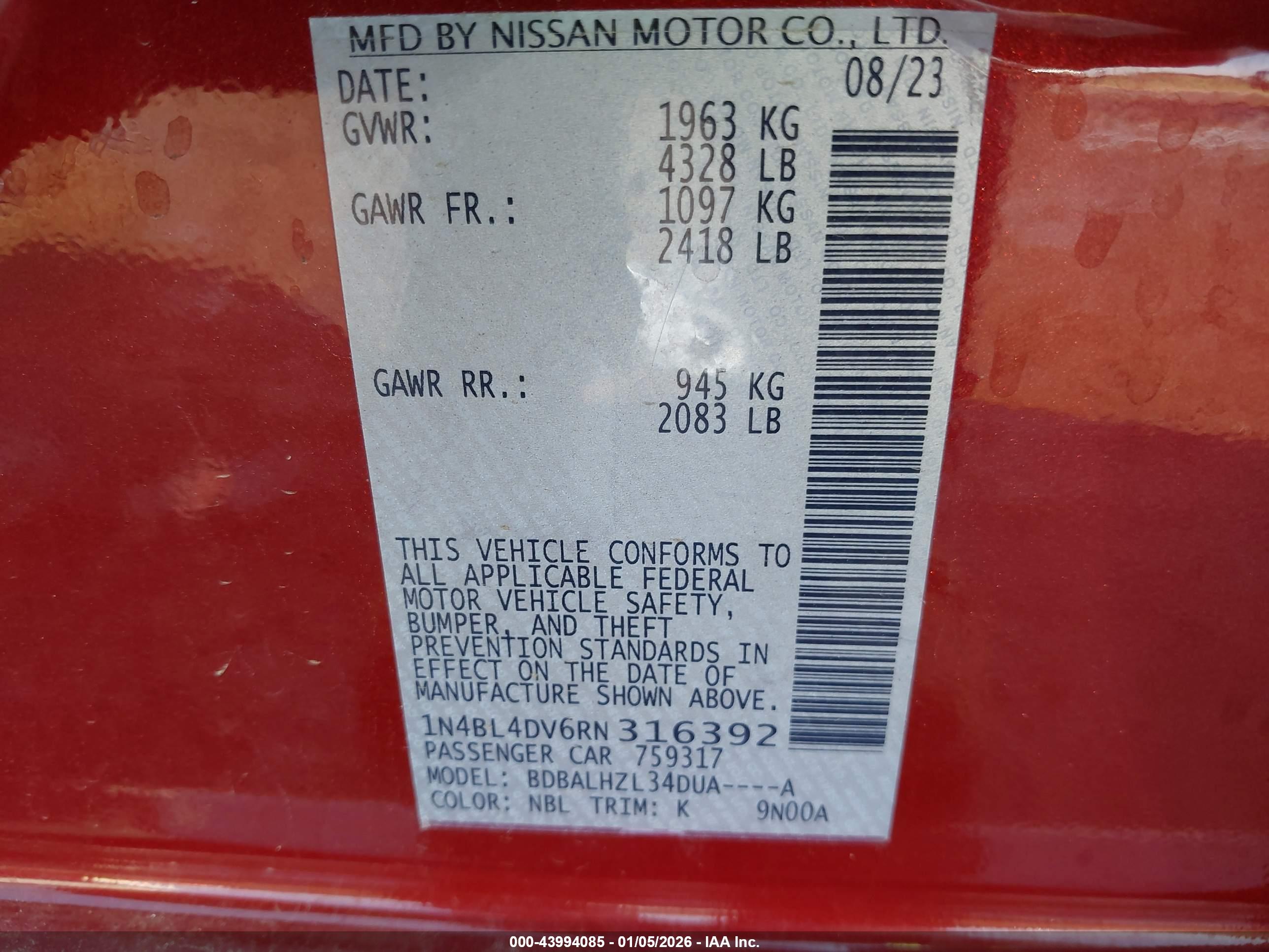 NISSAN ALTIMA image 9