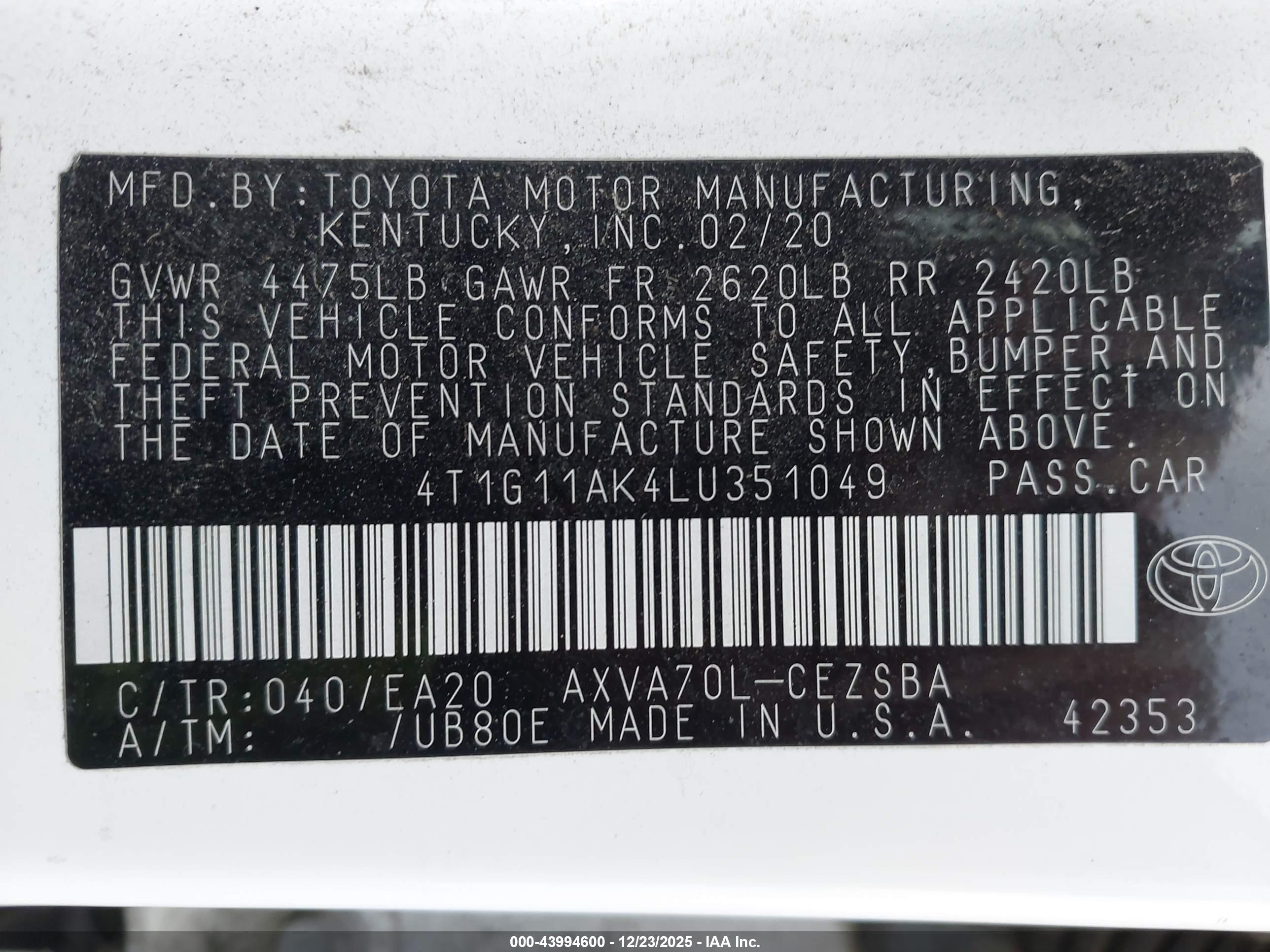 TOYOTA CAMRY image 9