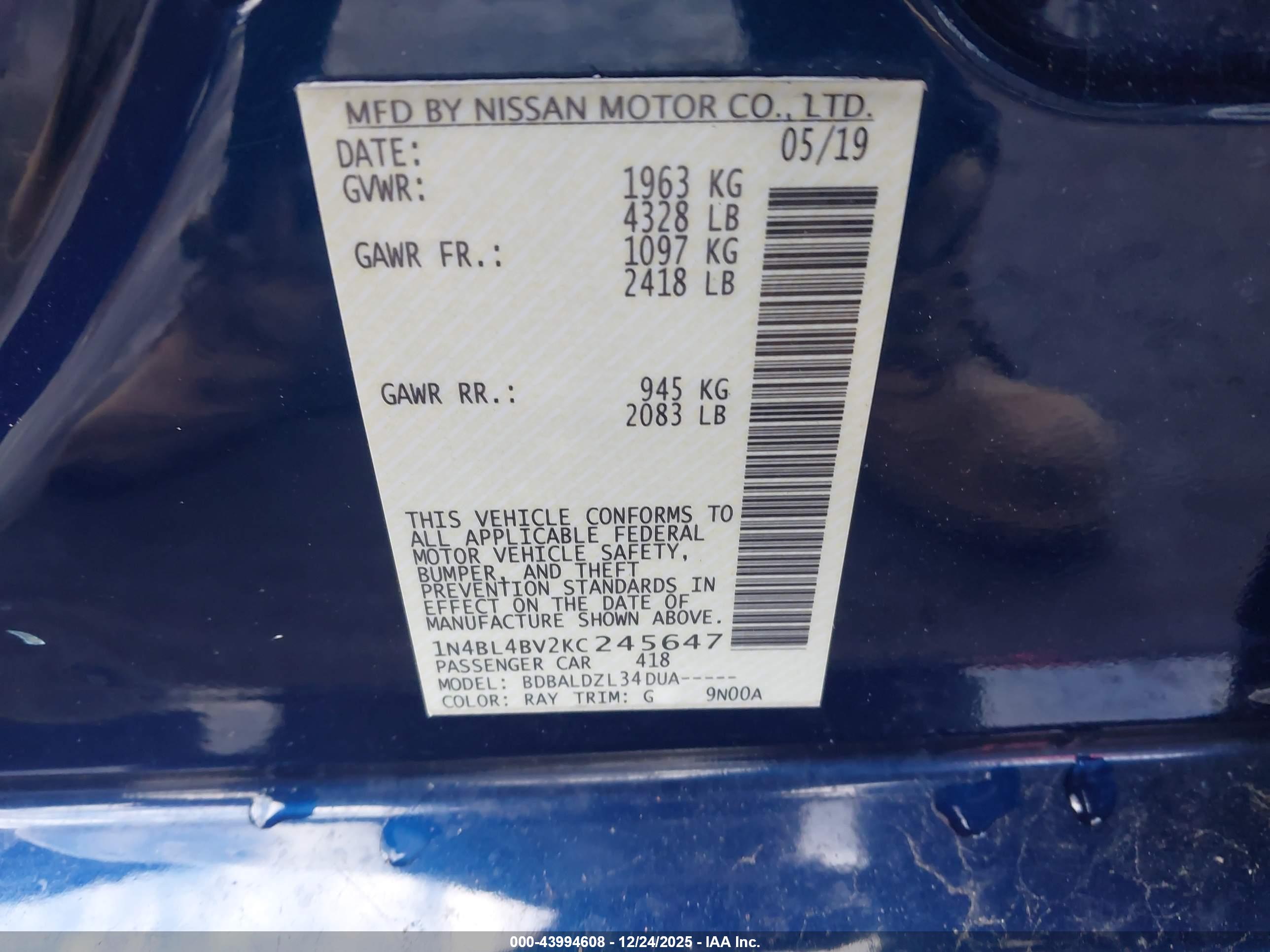 NISSAN ALTIMA image 9