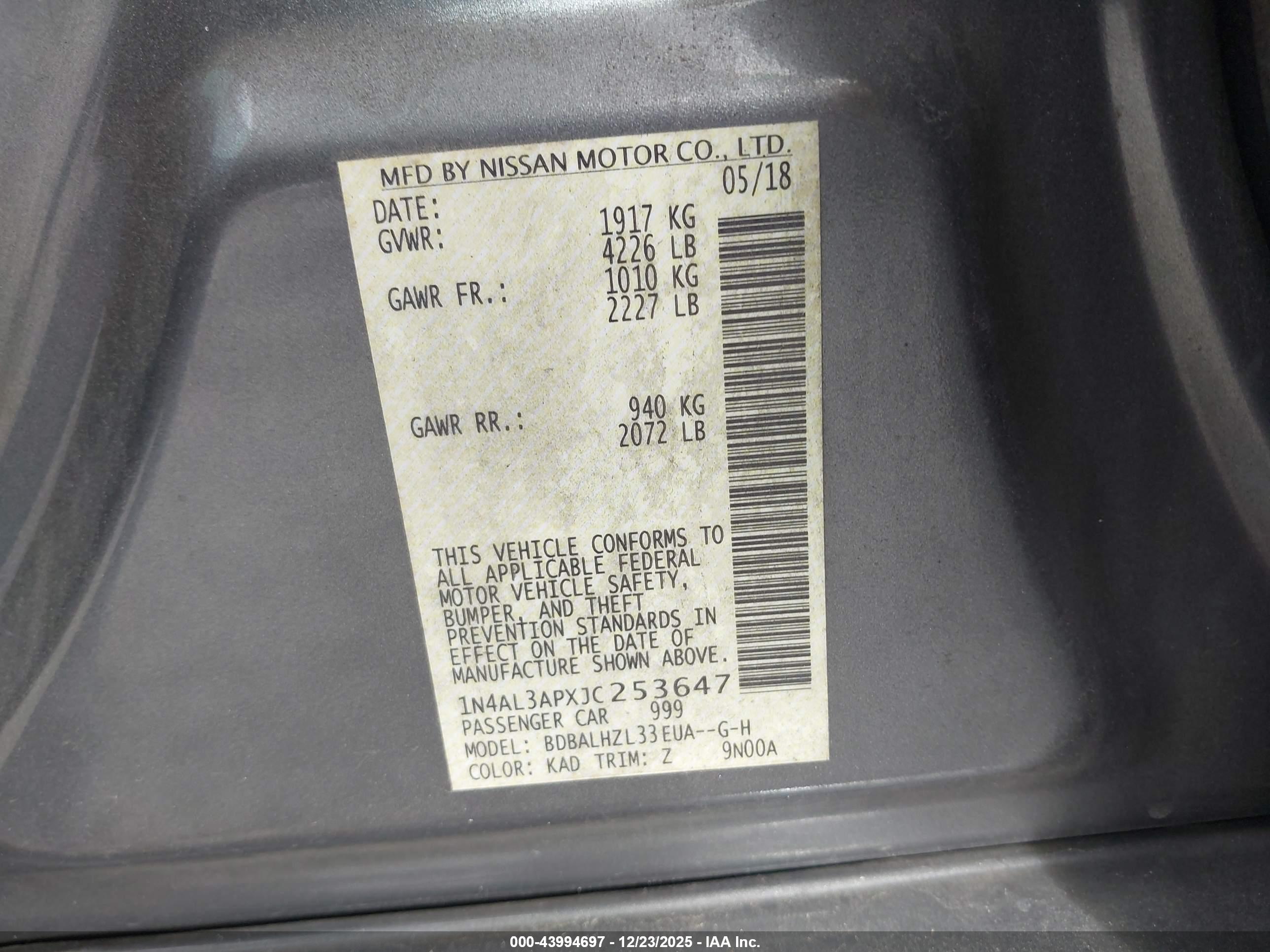 NISSAN ALTIMA image 9