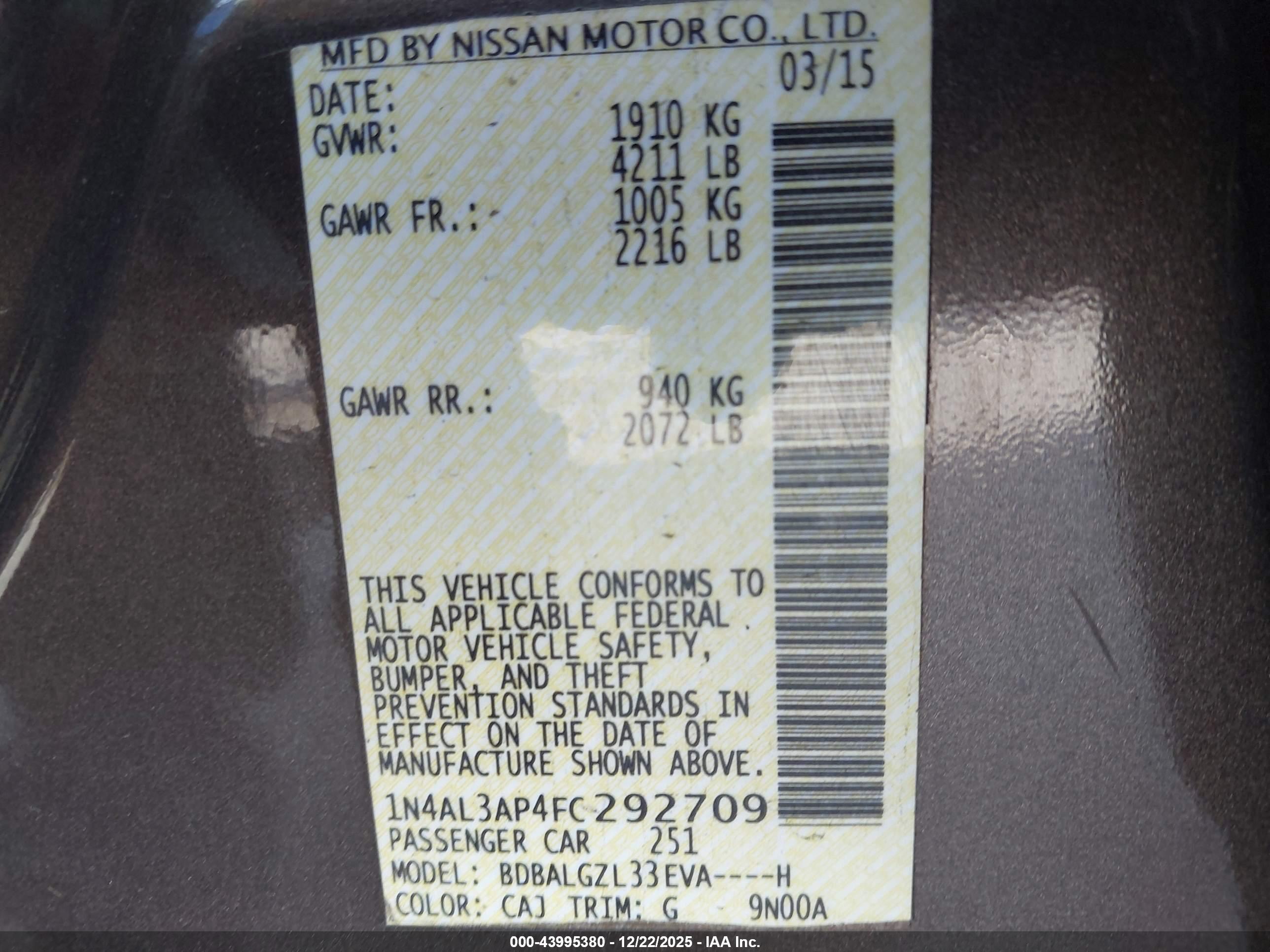 NISSAN ALTIMA image 9