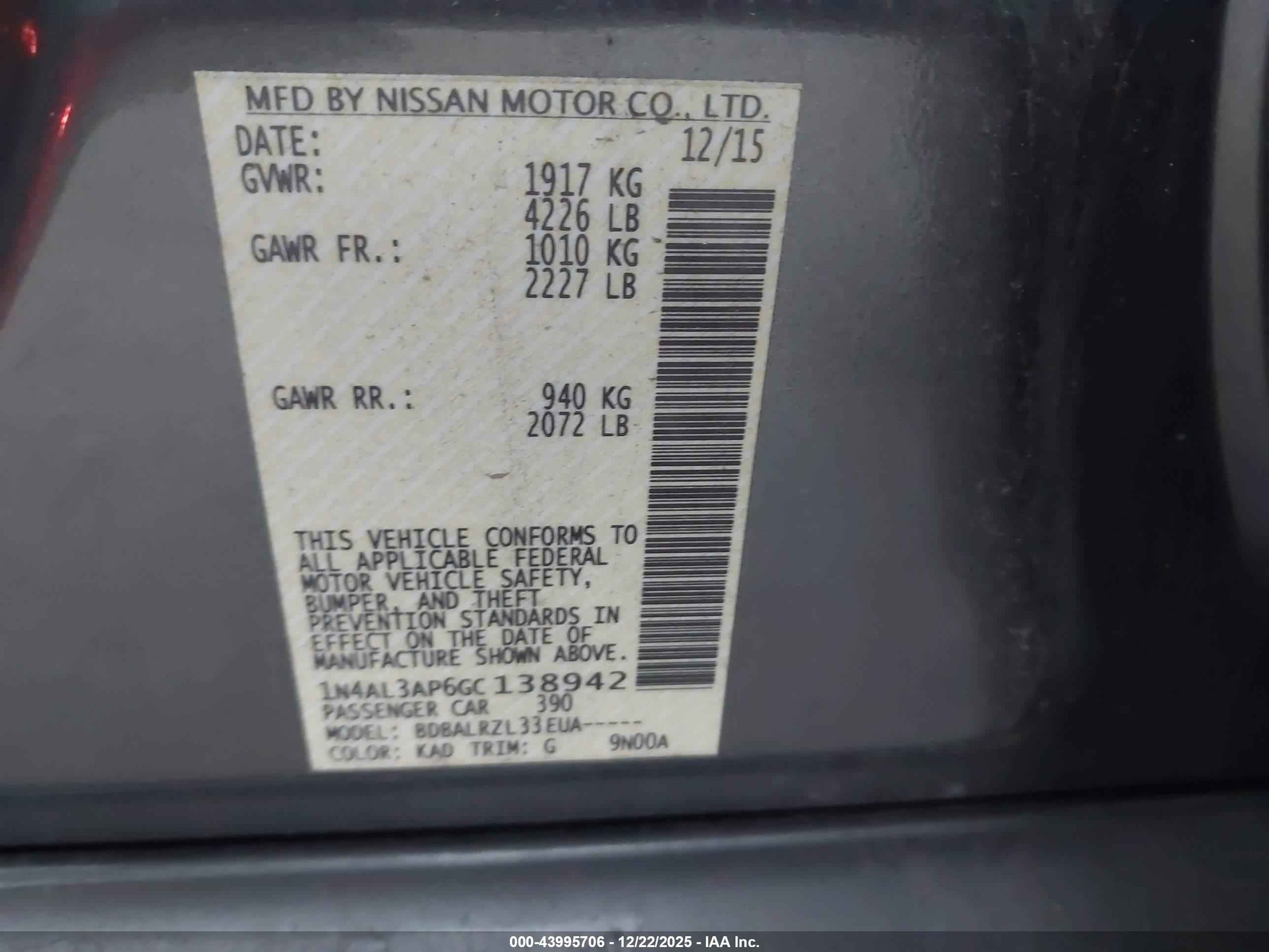 NISSAN ALTIMA image 9