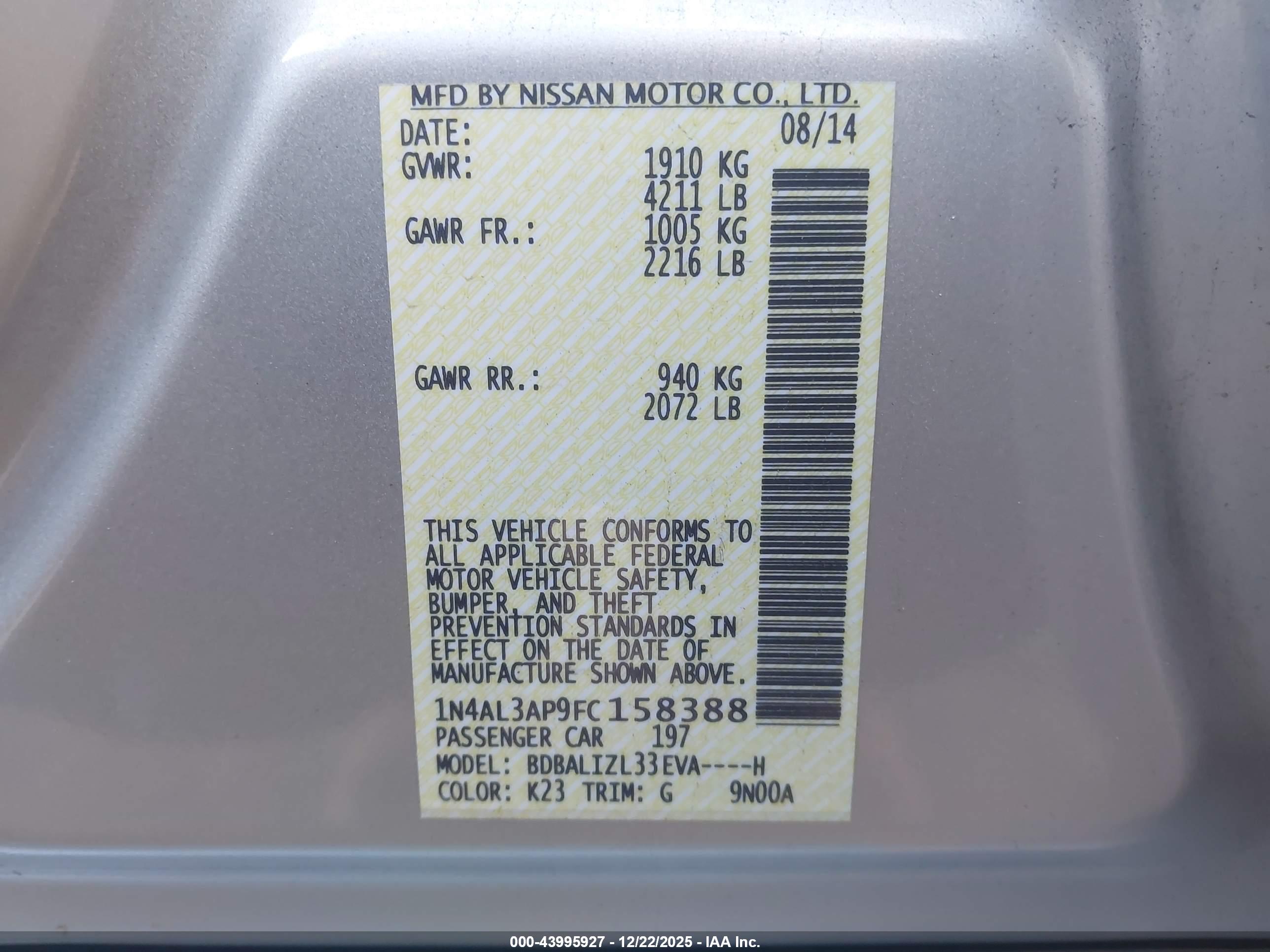 NISSAN ALTIMA image 9