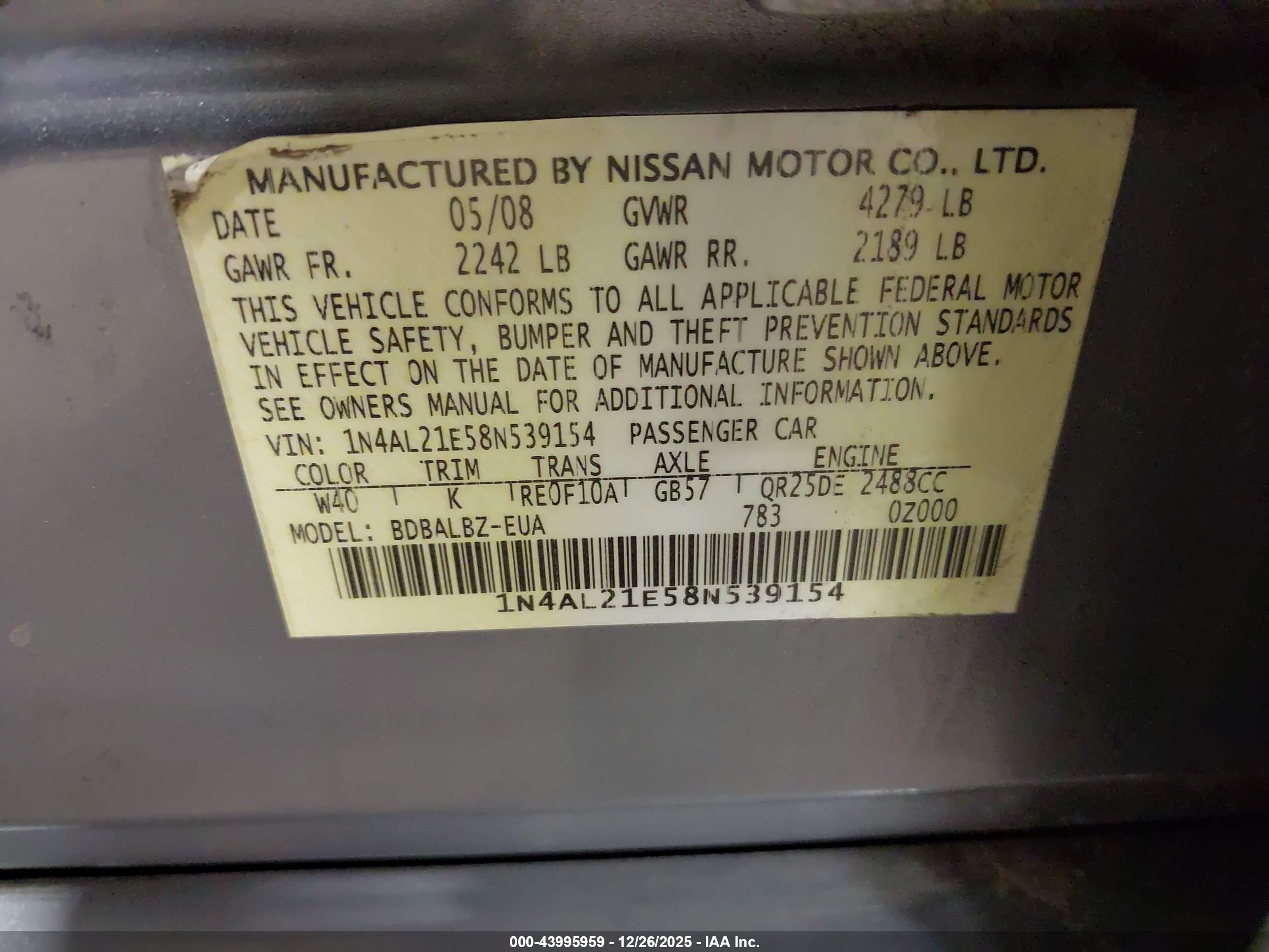 NISSAN ALTIMA image 9