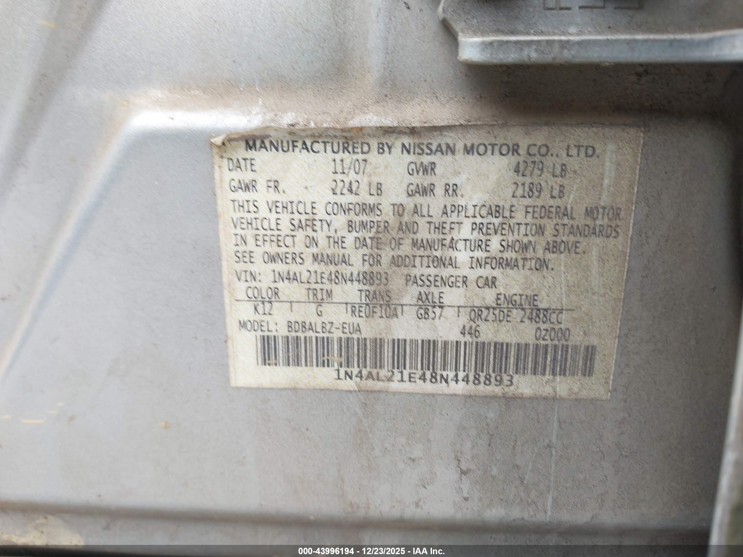 NISSAN ALTIMA image 9