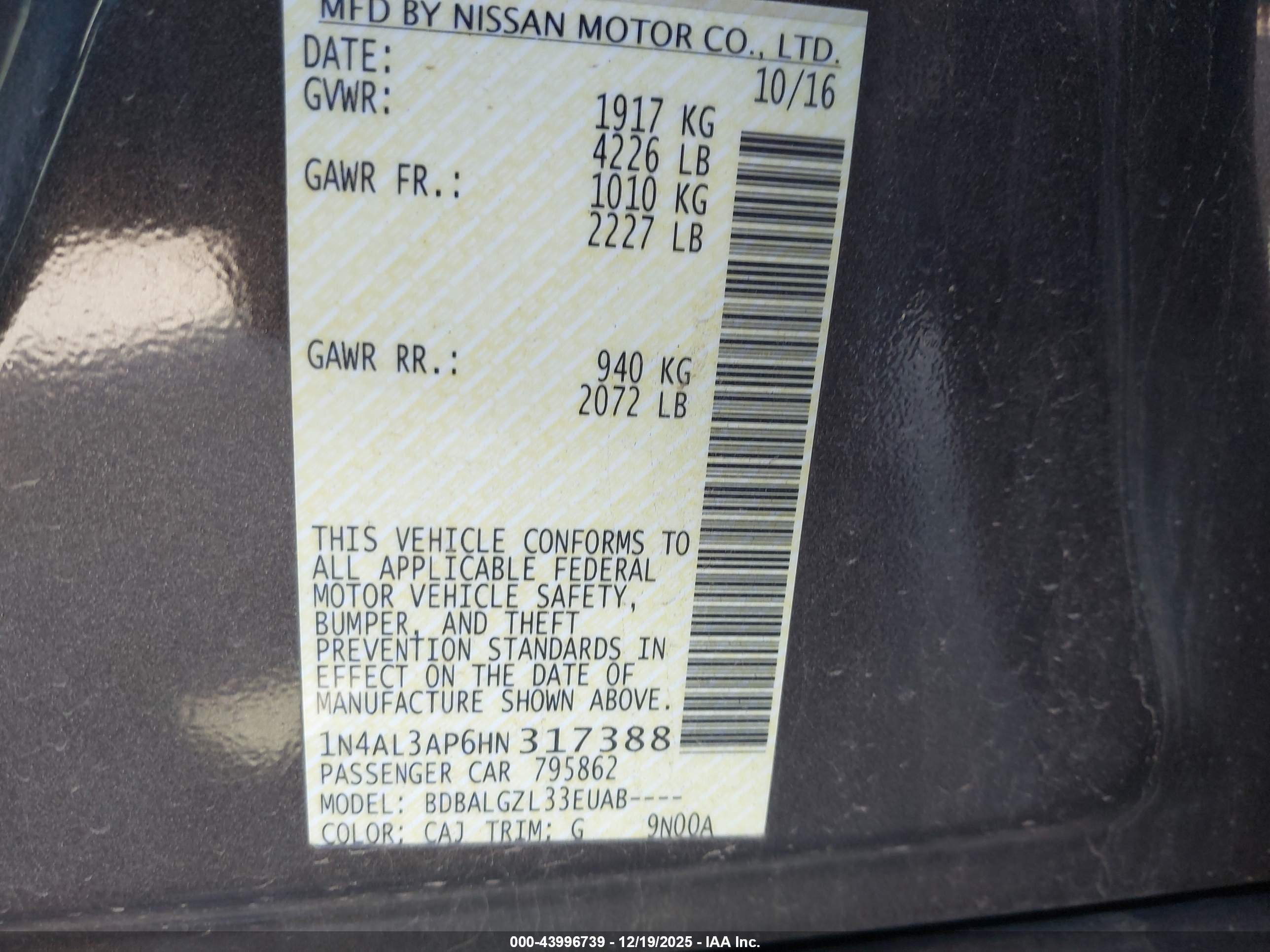 NISSAN ALTIMA image 9