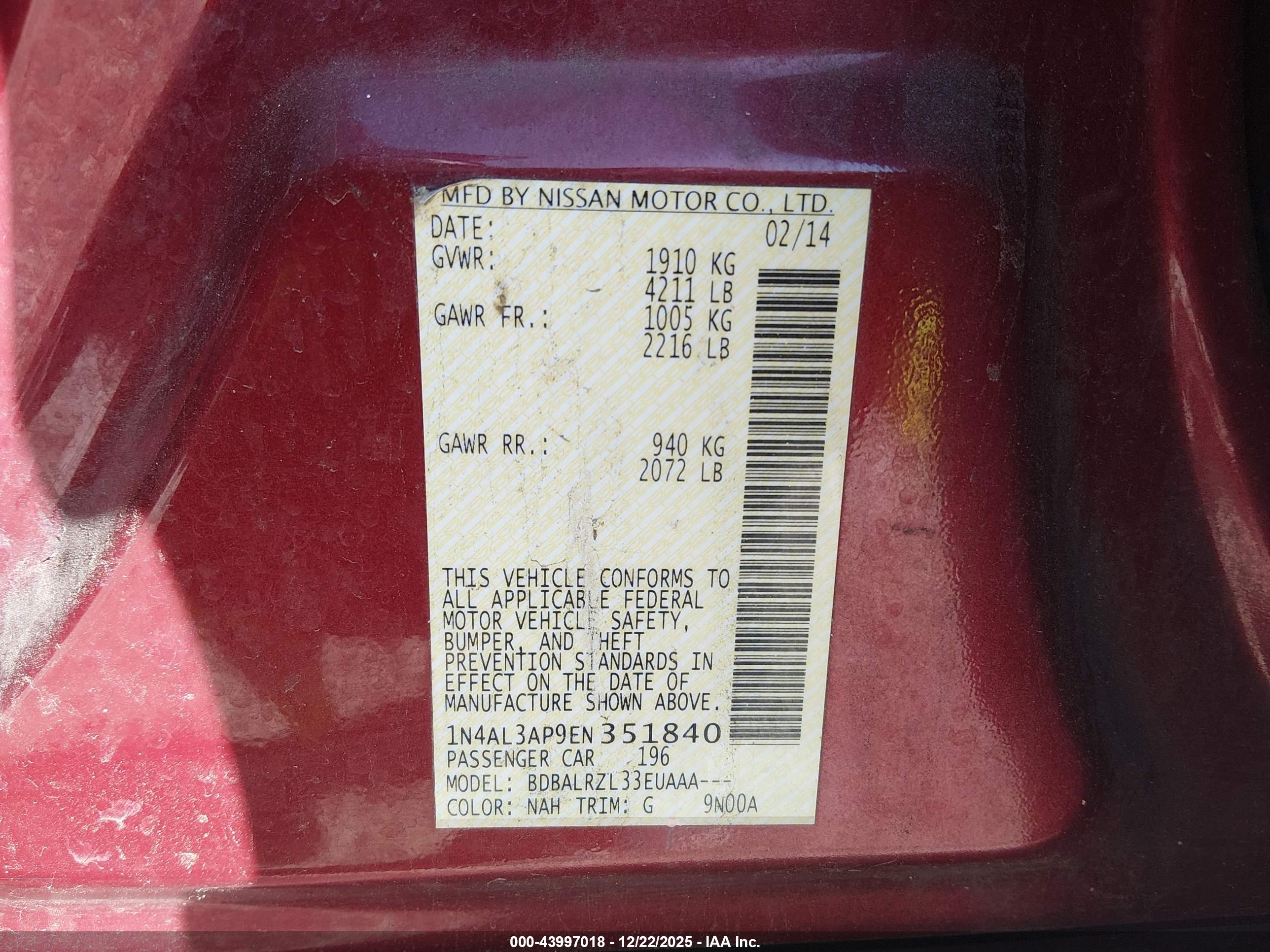 NISSAN ALTIMA image 9