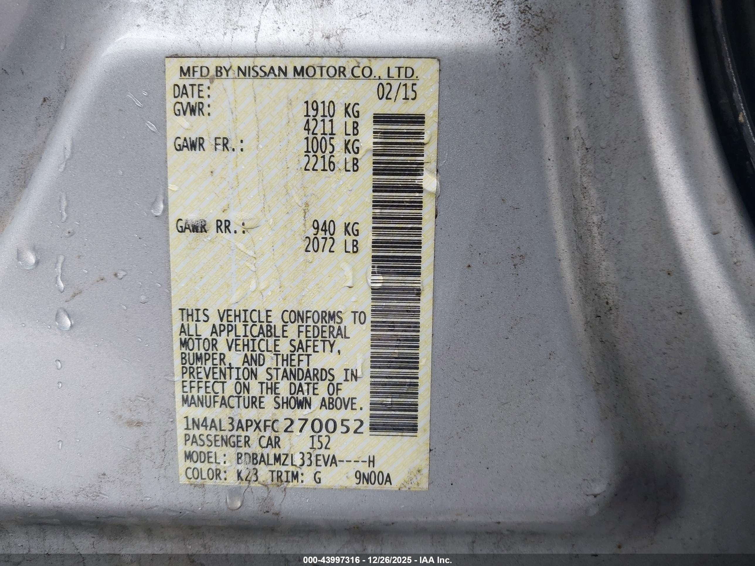 NISSAN ALTIMA image 9