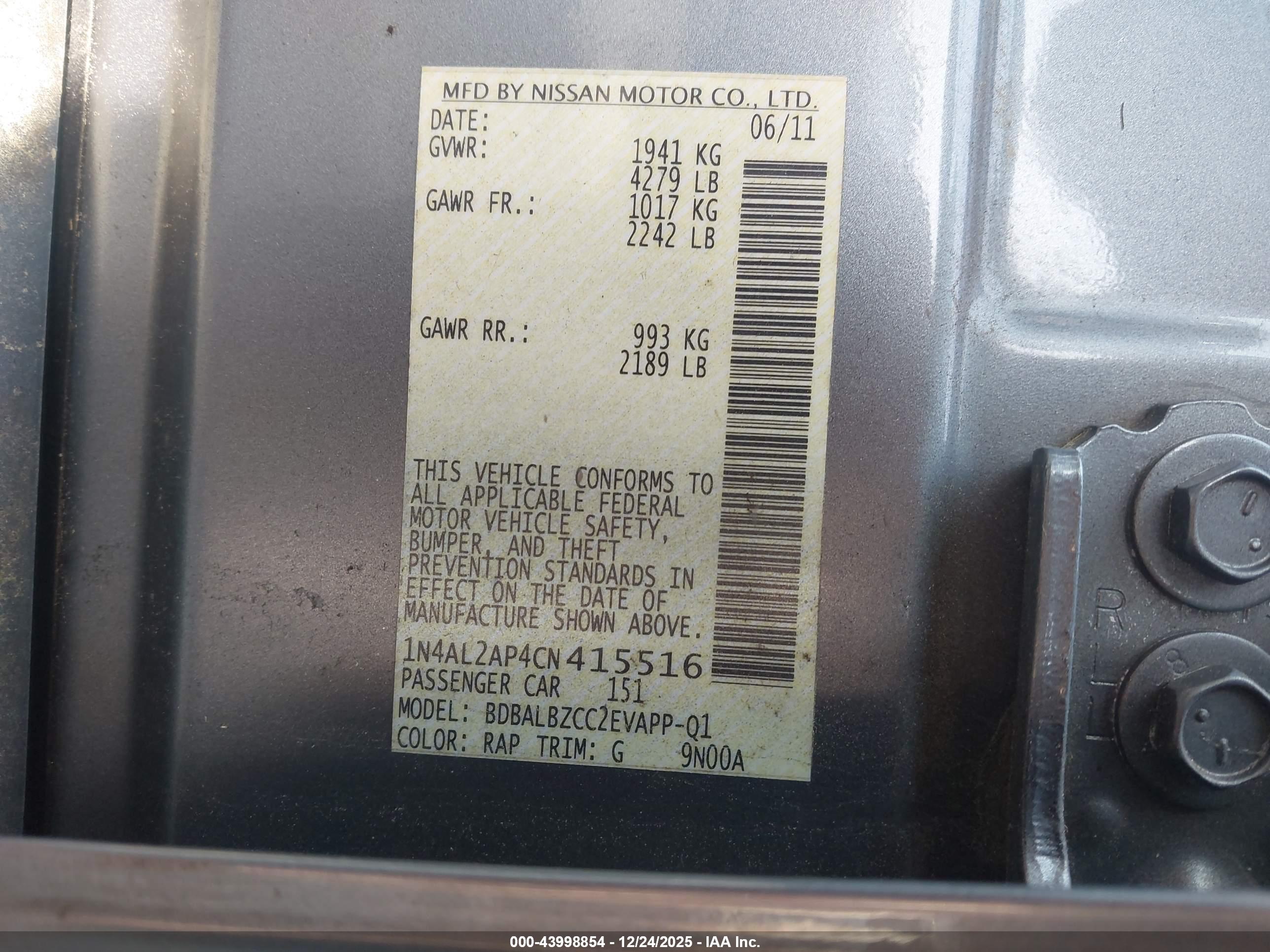 NISSAN ALTIMA image 9