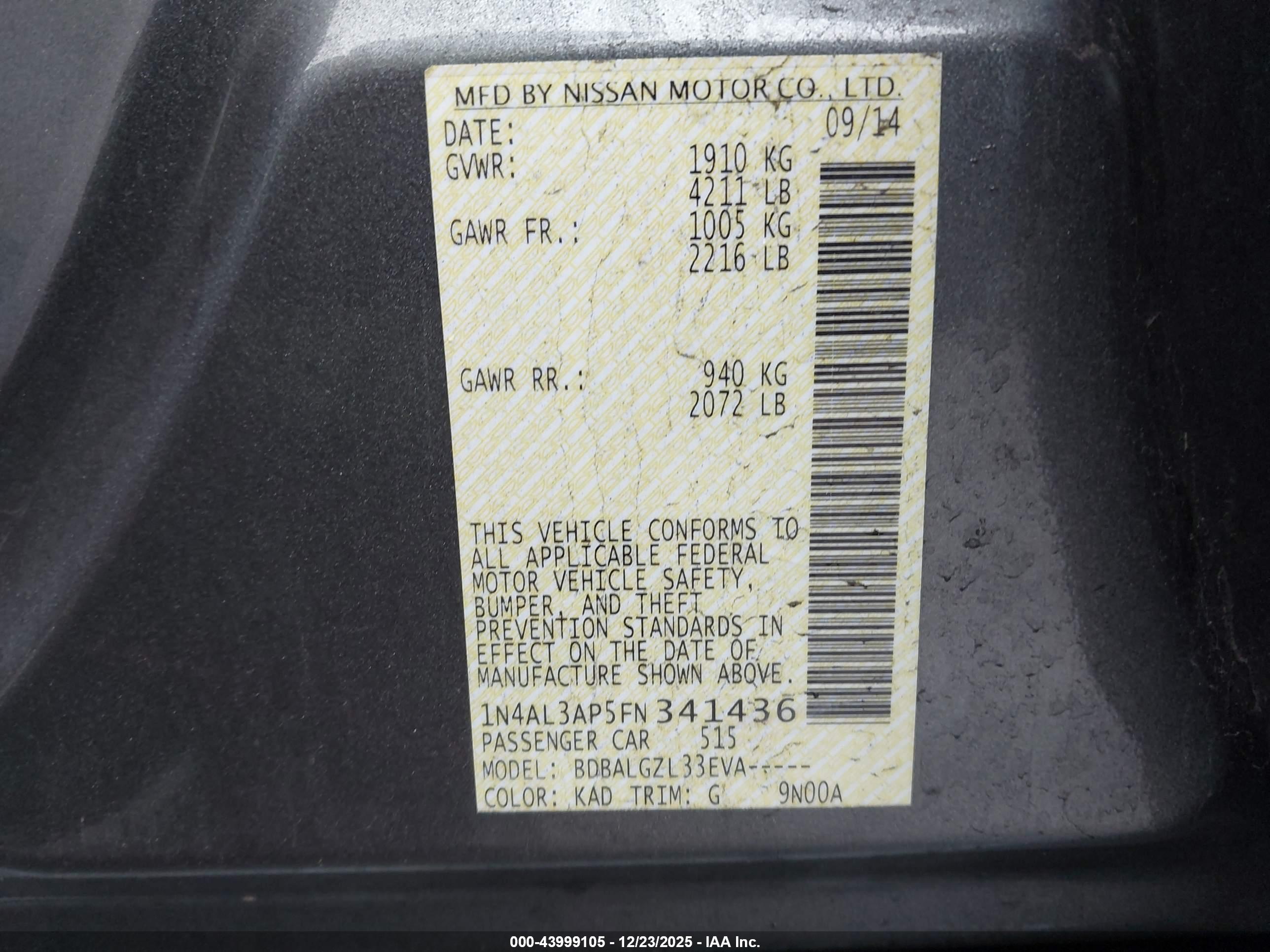 NISSAN ALTIMA image 9