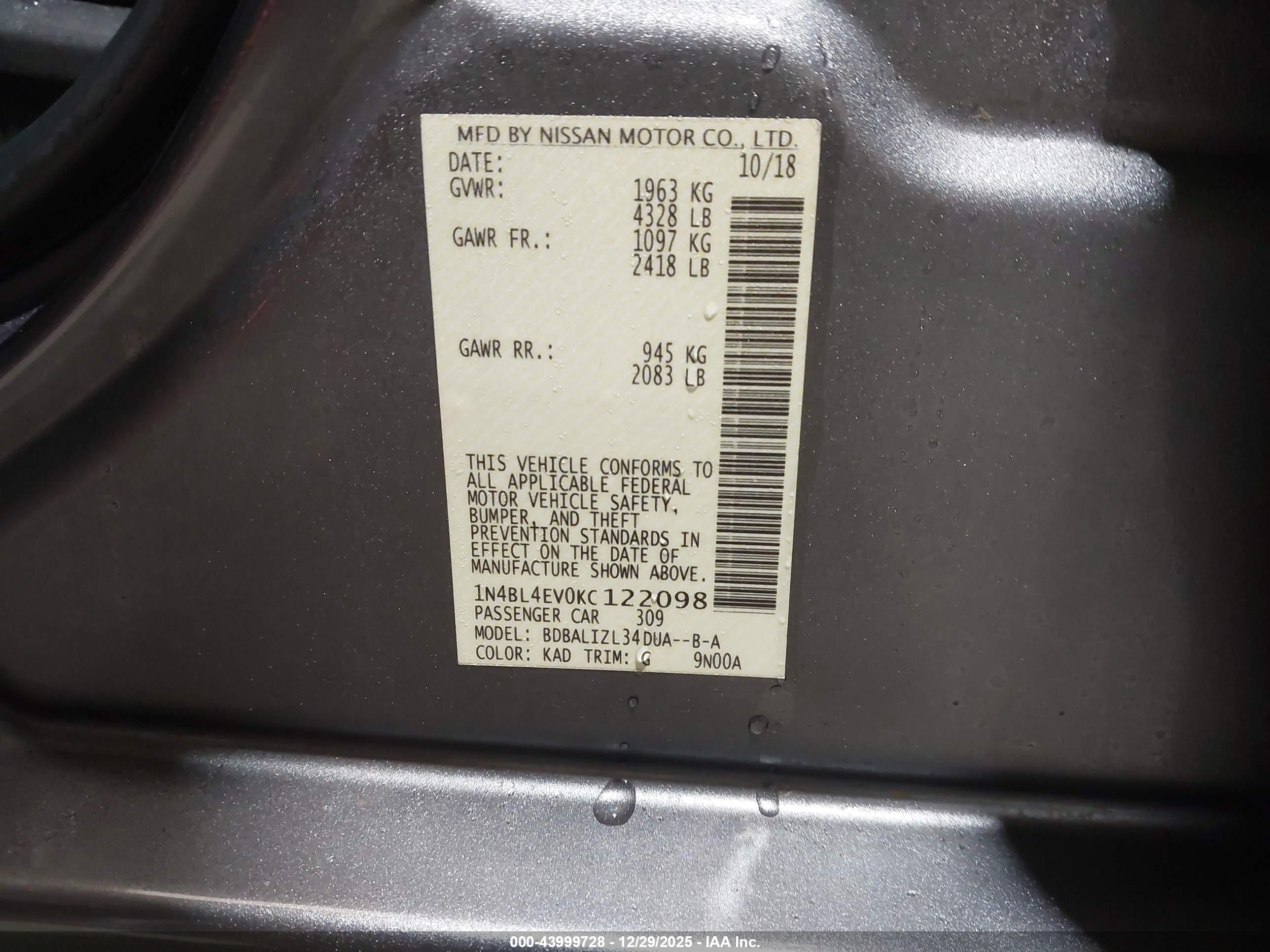 NISSAN ALTIMA image 9