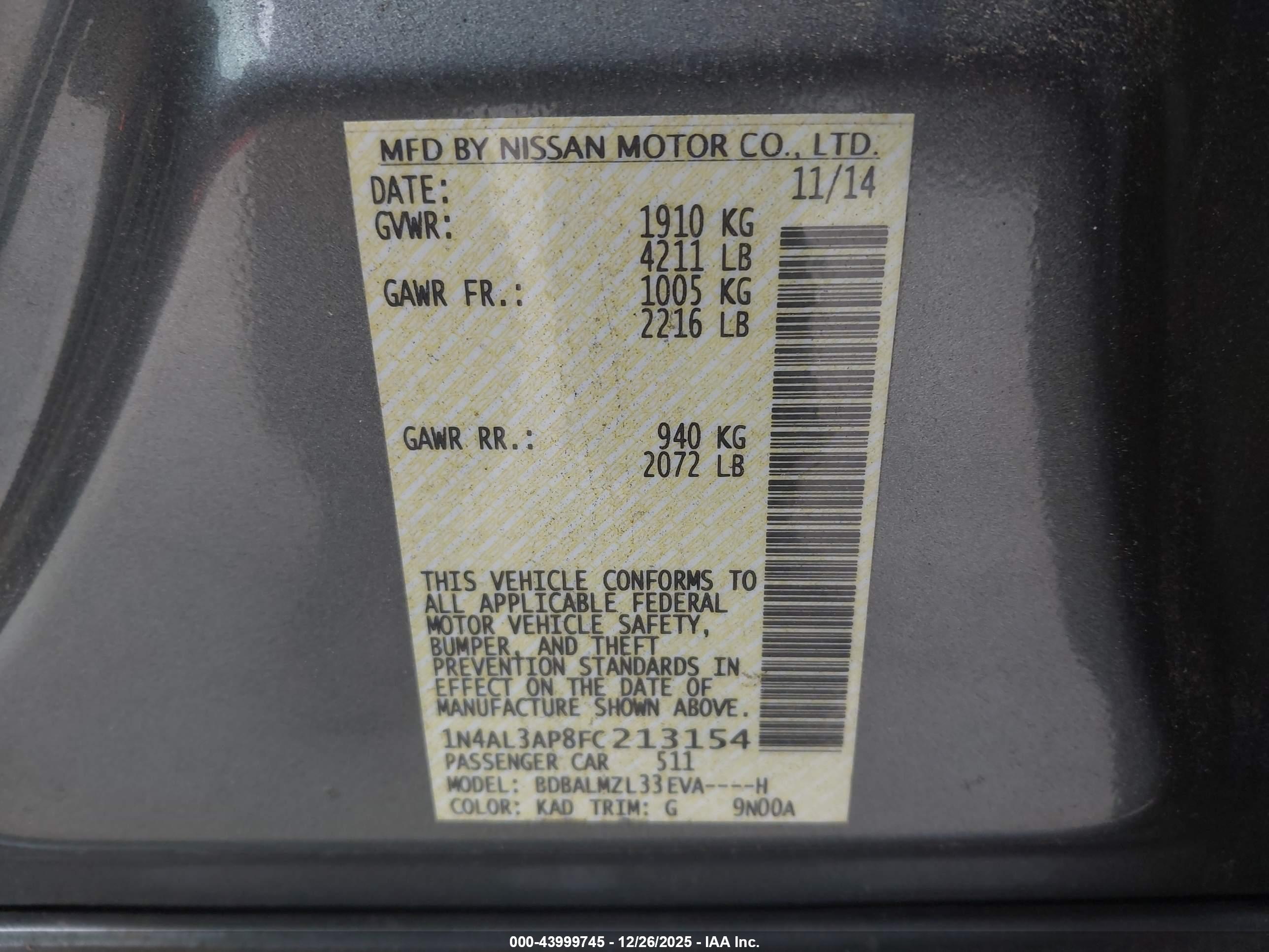 NISSAN ALTIMA image 9