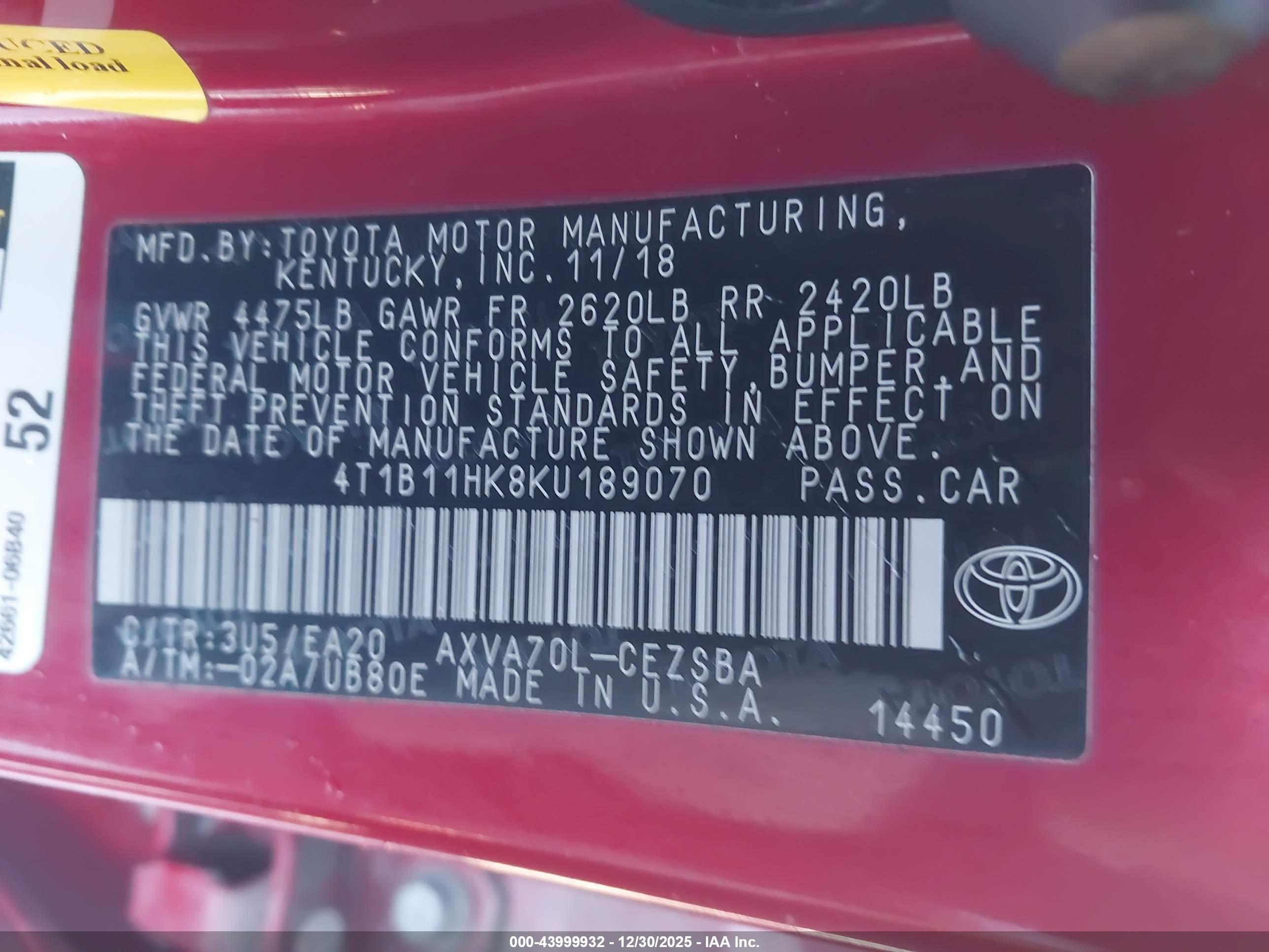 TOYOTA CAMRY image 9