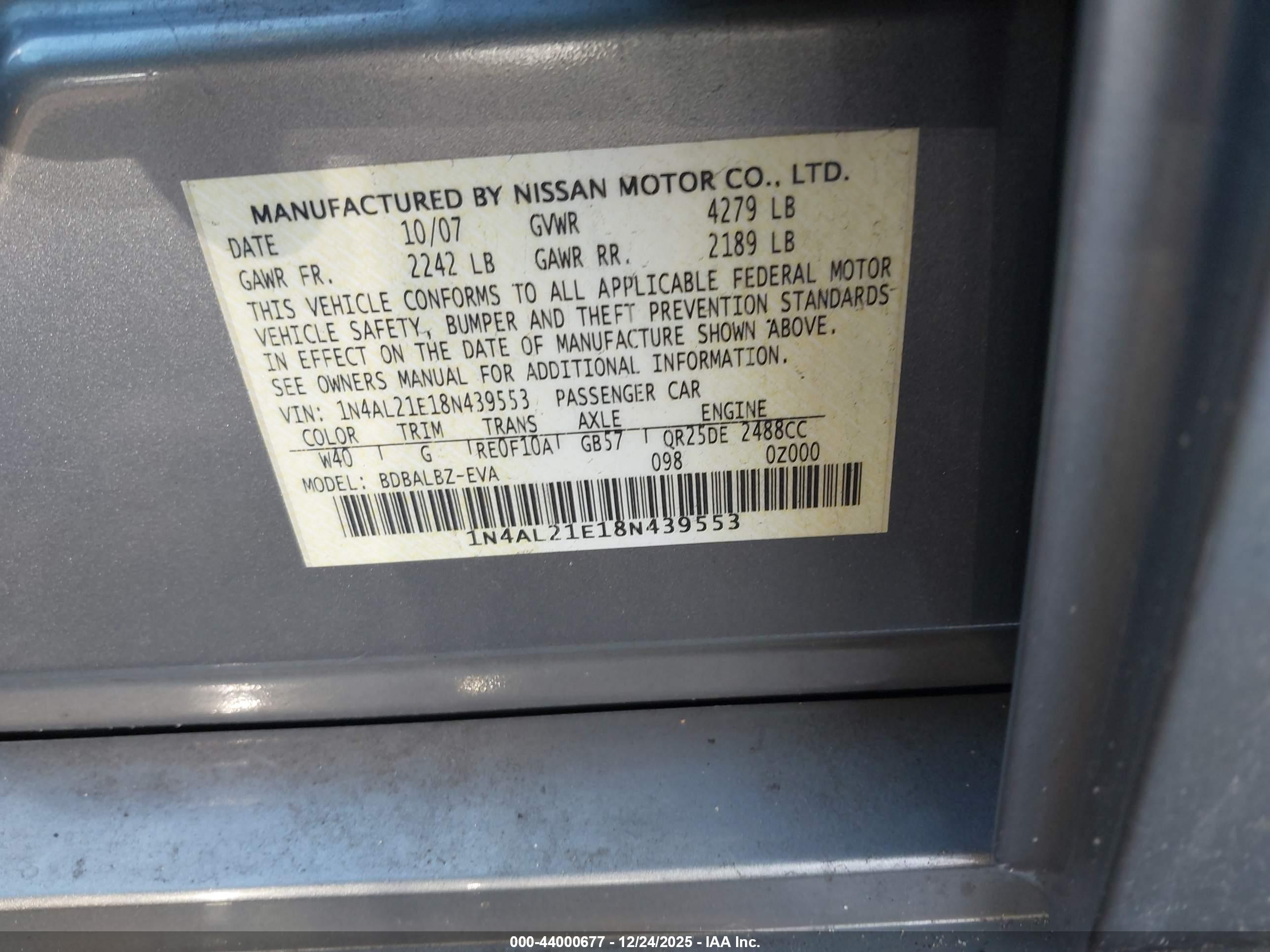 NISSAN ALTIMA image 9