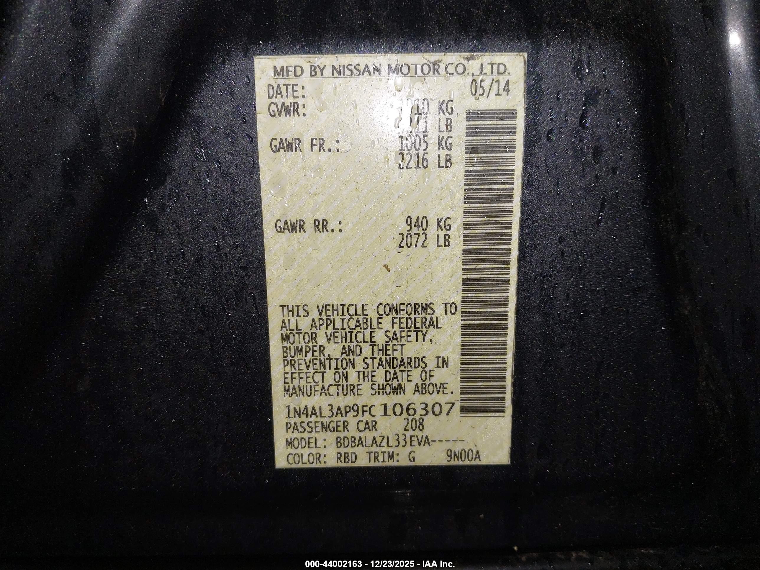 NISSAN ALTIMA image 9