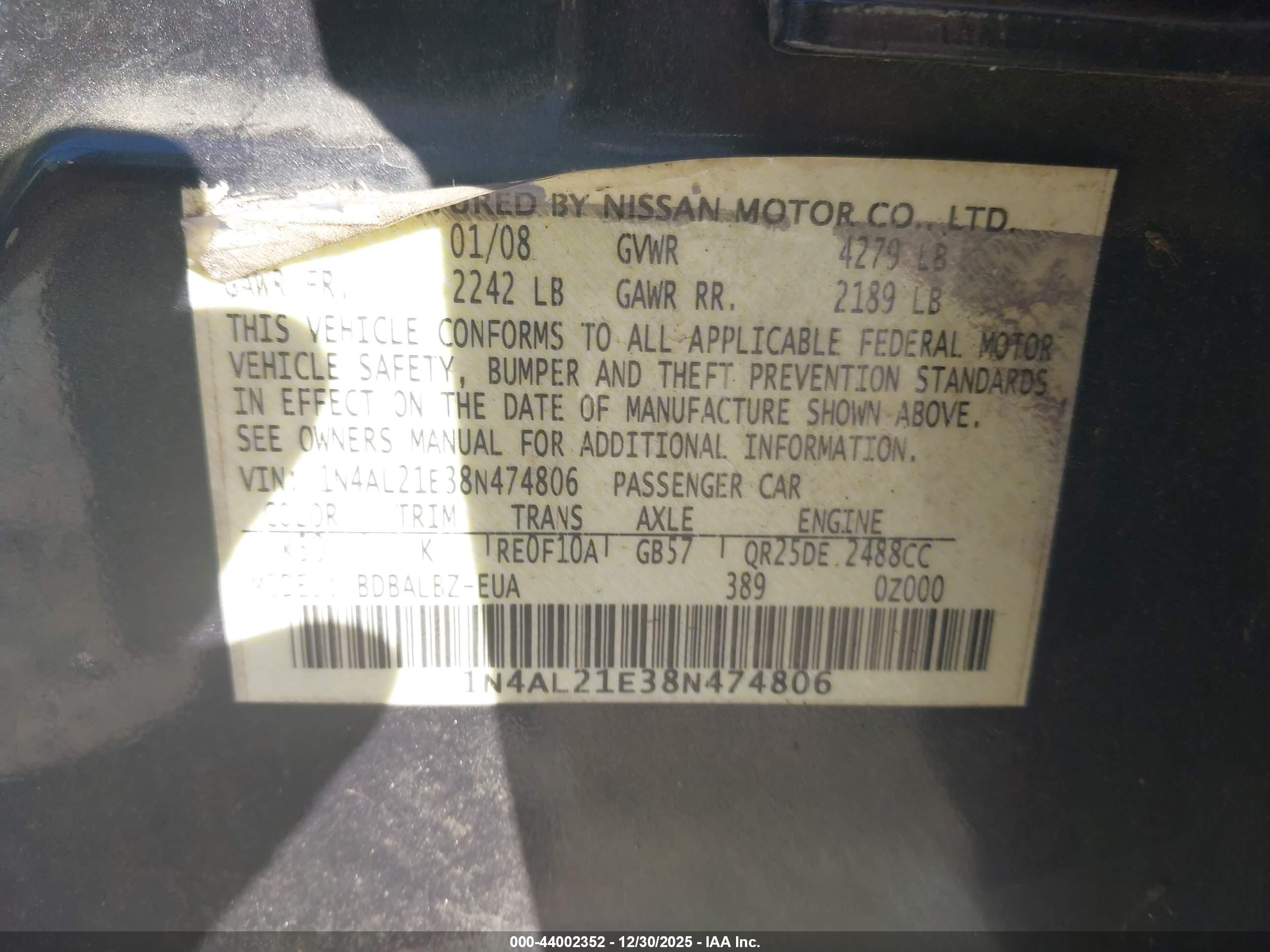 NISSAN ALTIMA image 9