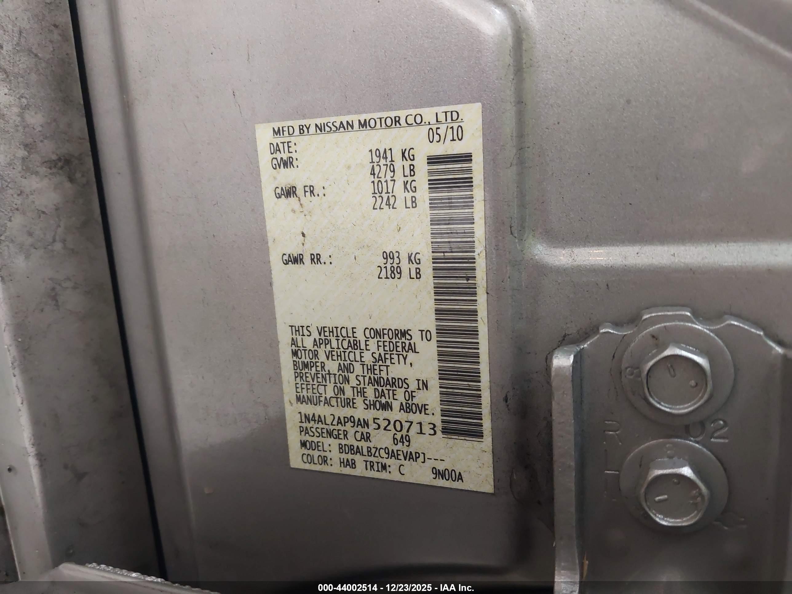 NISSAN ALTIMA image 9