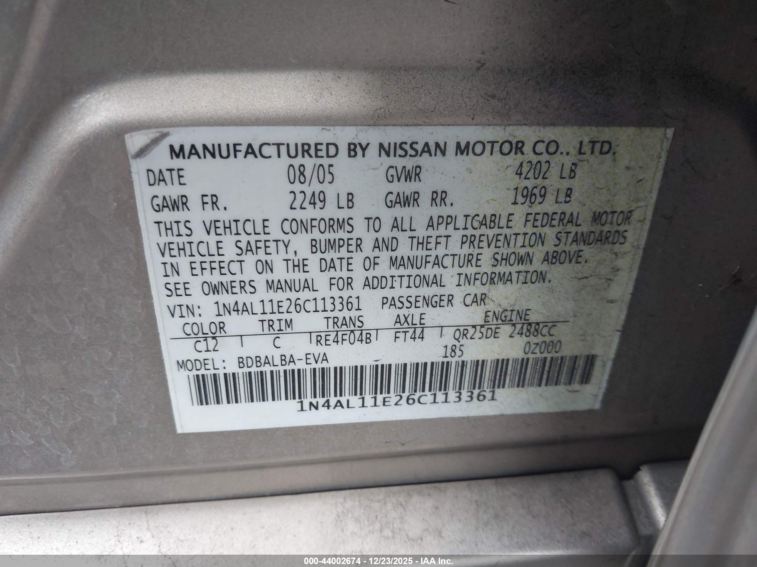NISSAN ALTIMA image 9