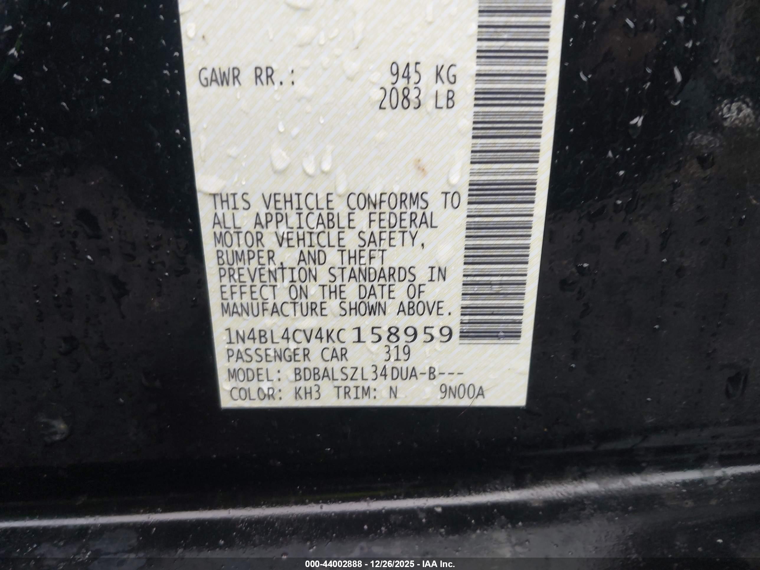 NISSAN ALTIMA image 9