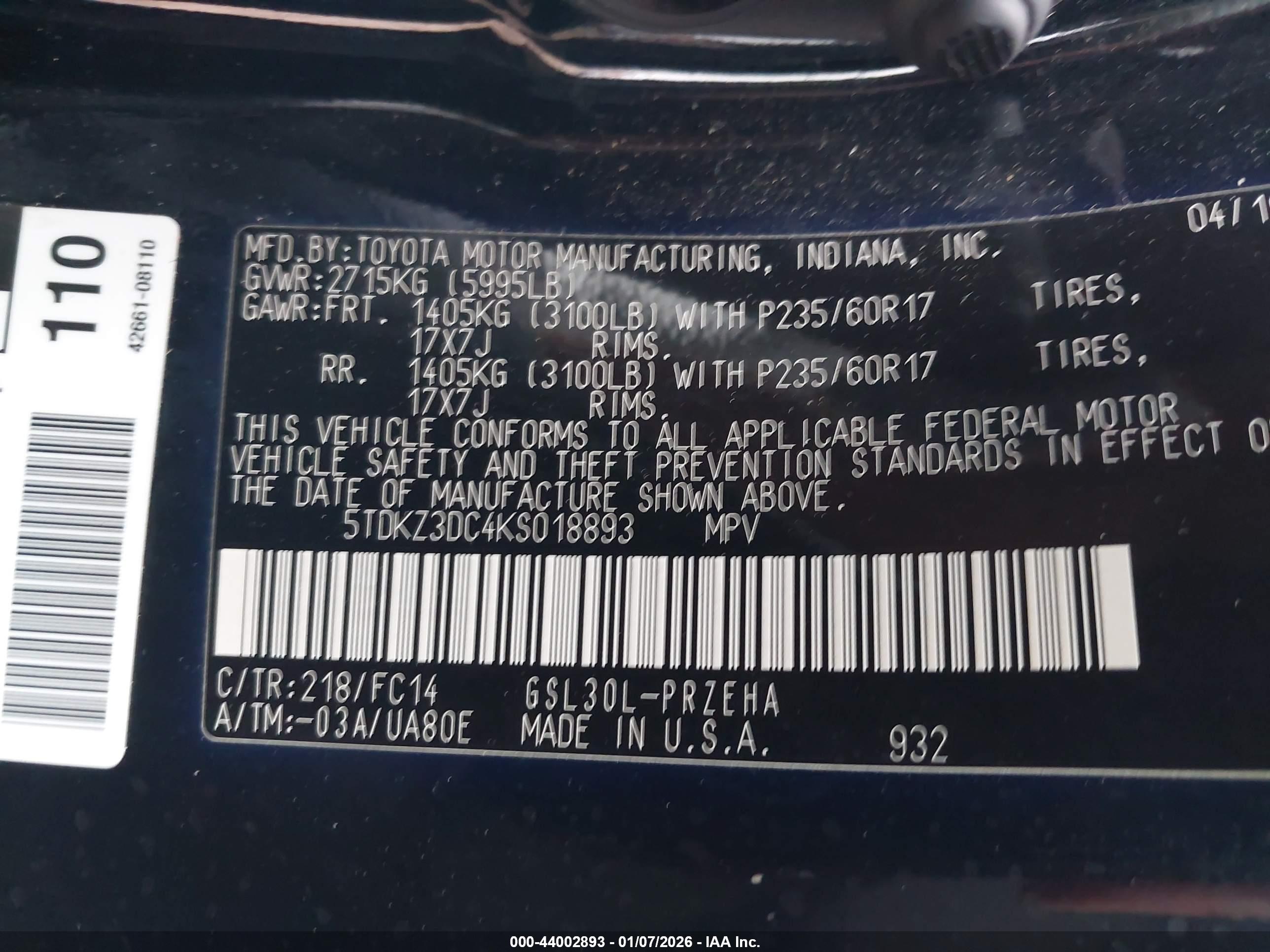TOYOTA SIENNA image 9