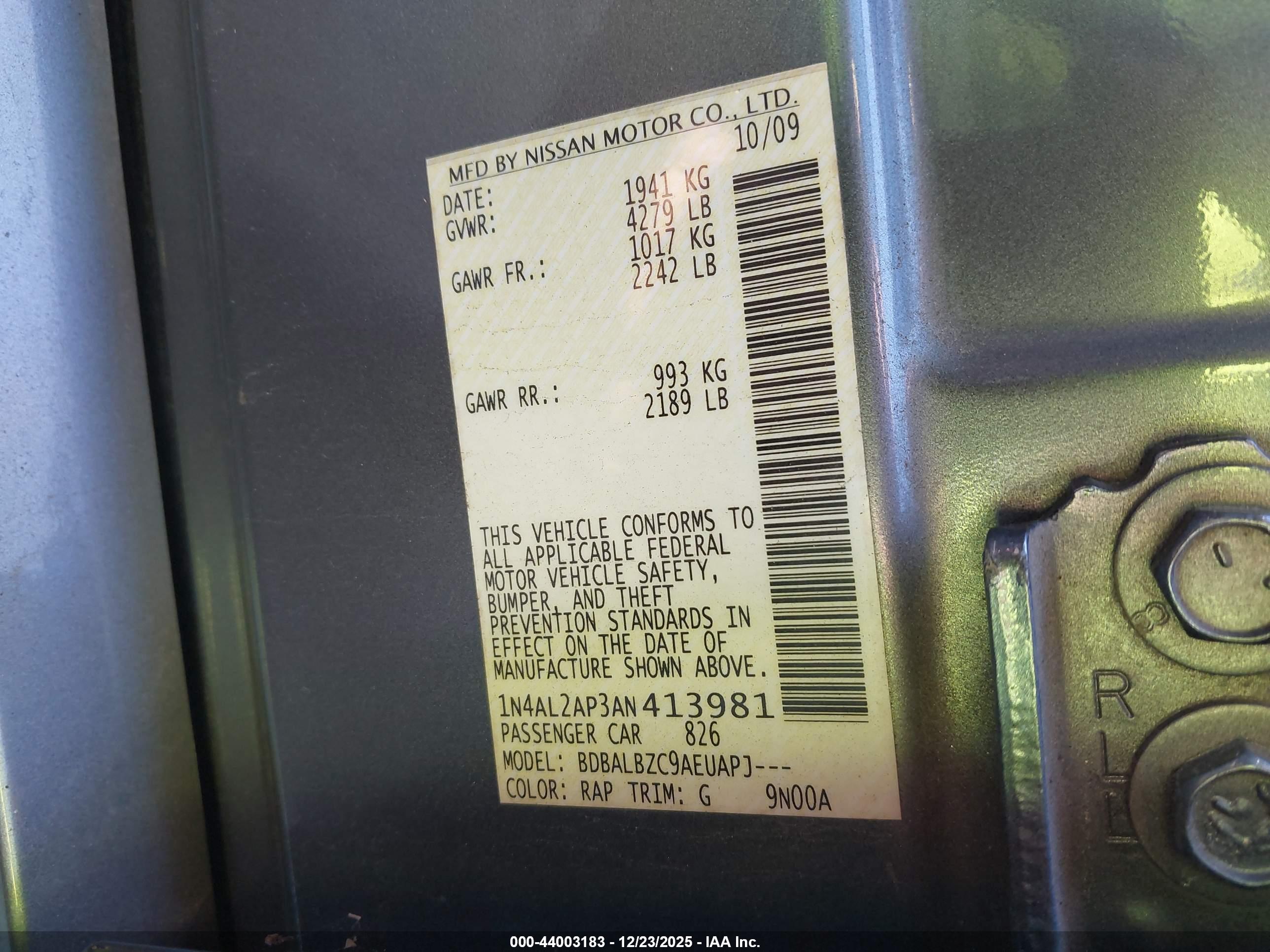 NISSAN ALTIMA image 9