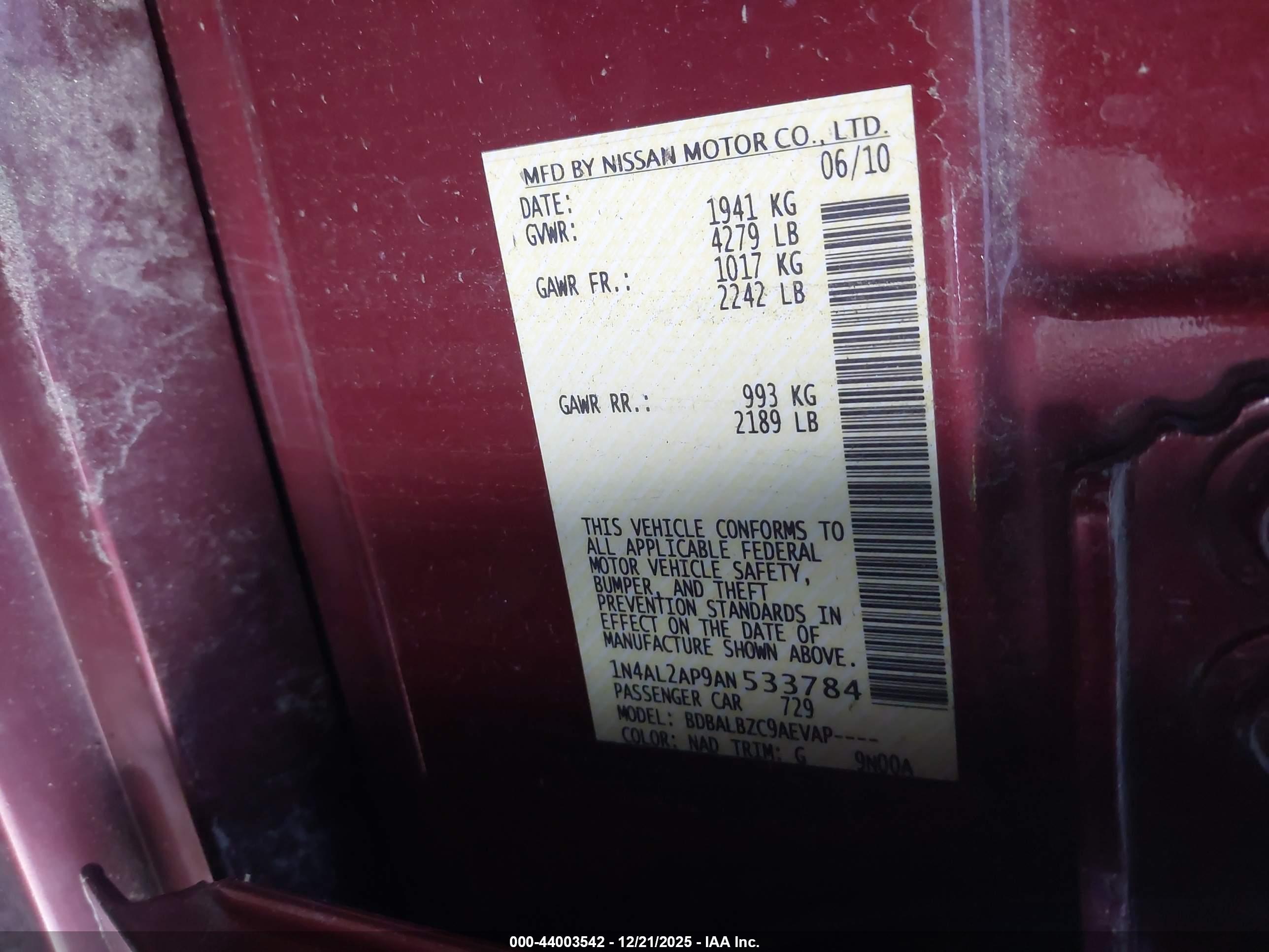 NISSAN ALTIMA image 9