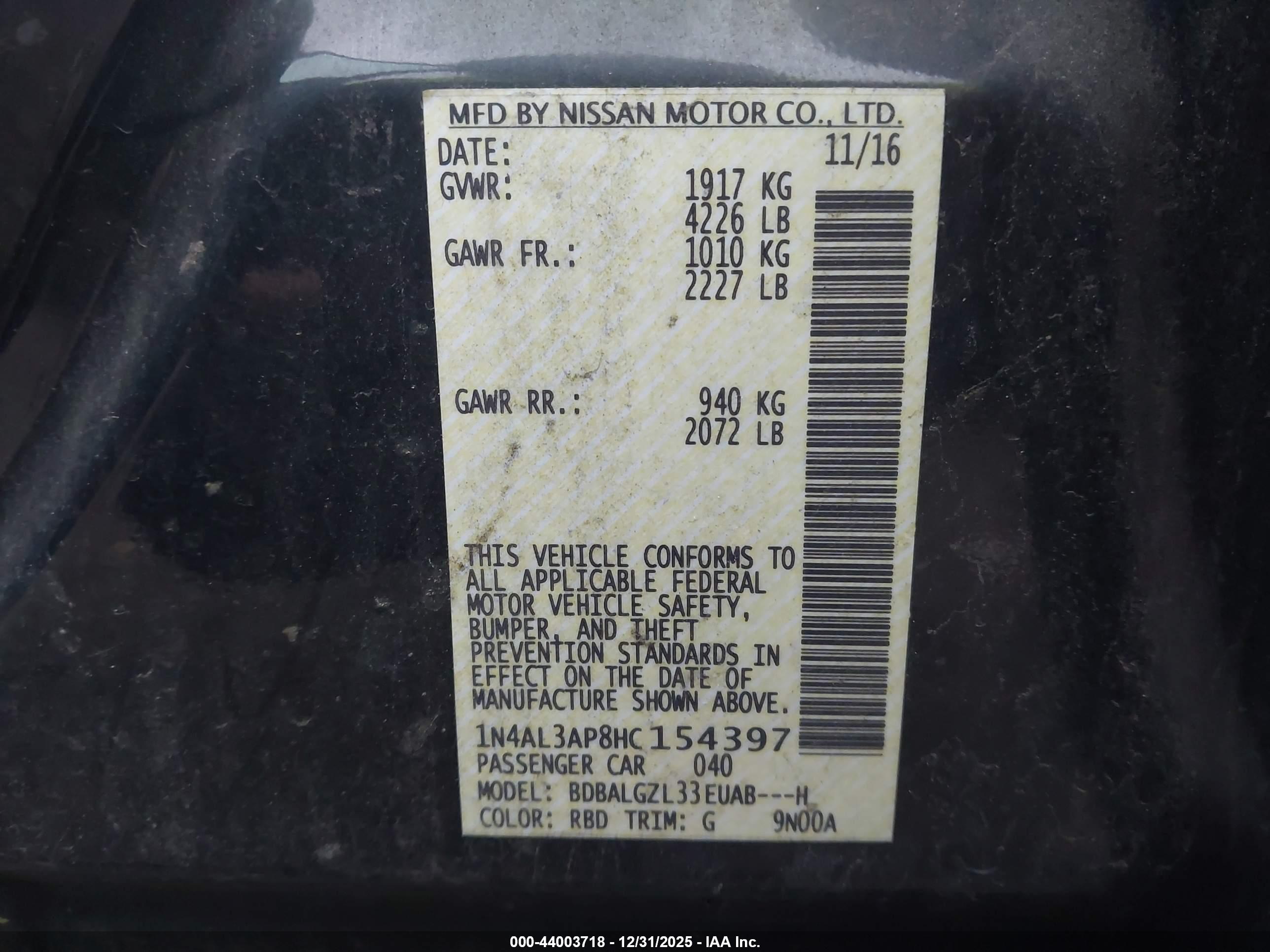 NISSAN ALTIMA image 9