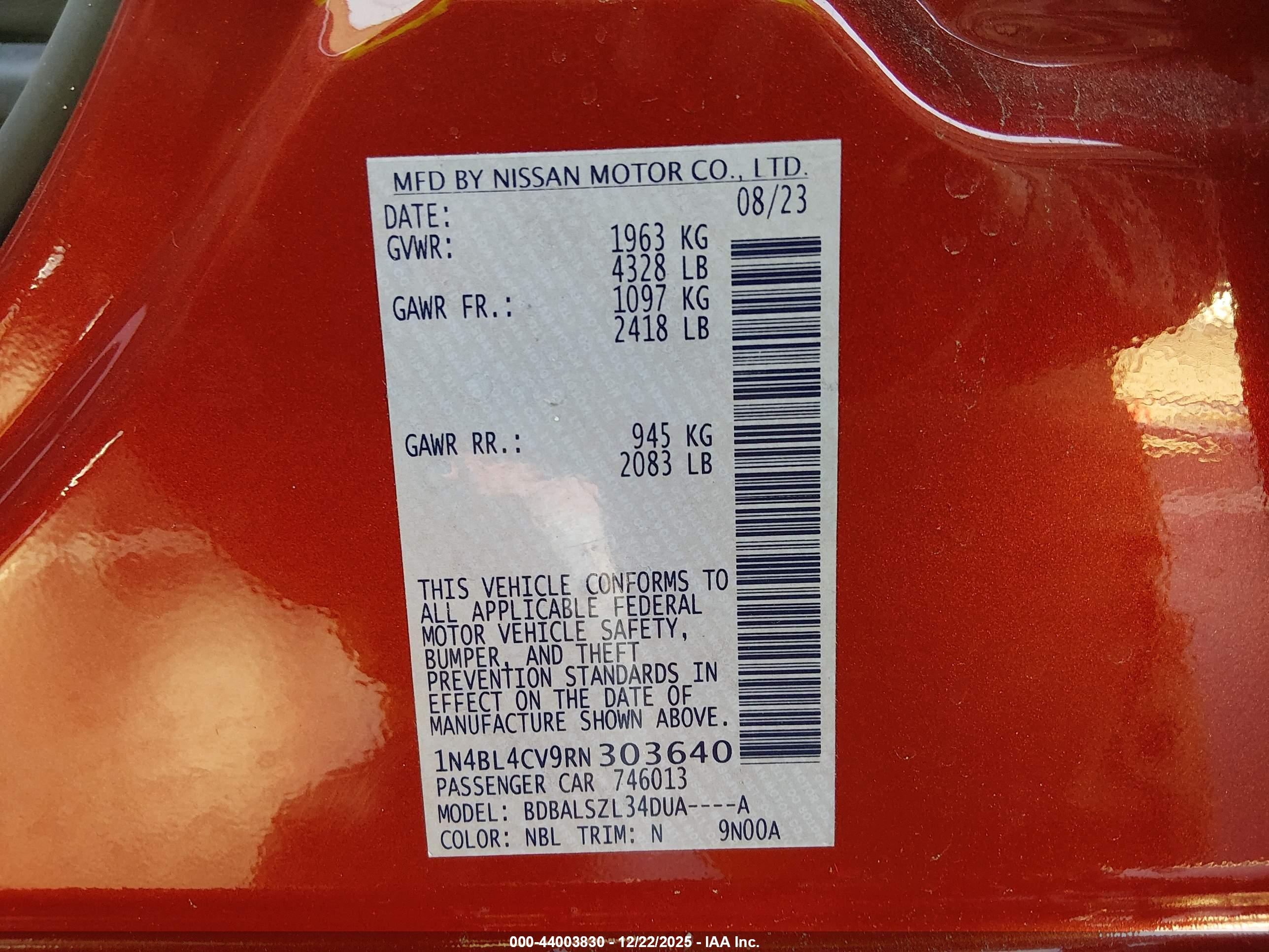 NISSAN ALTIMA image 9