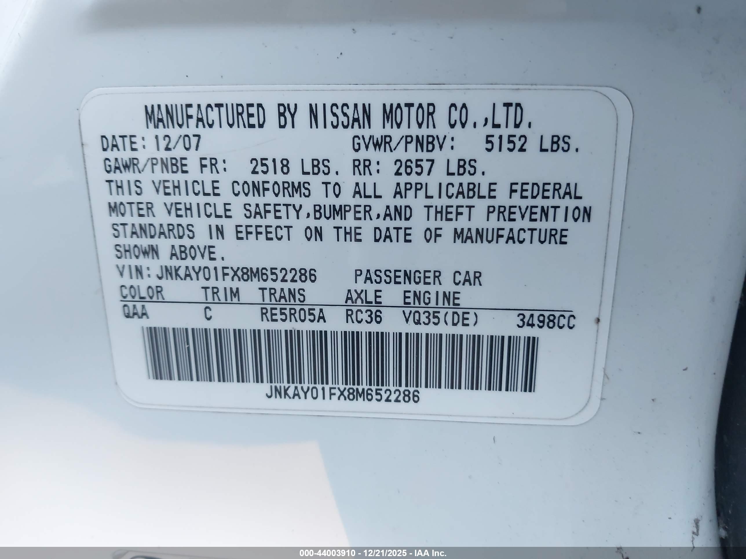 INFINITI M35X image 9