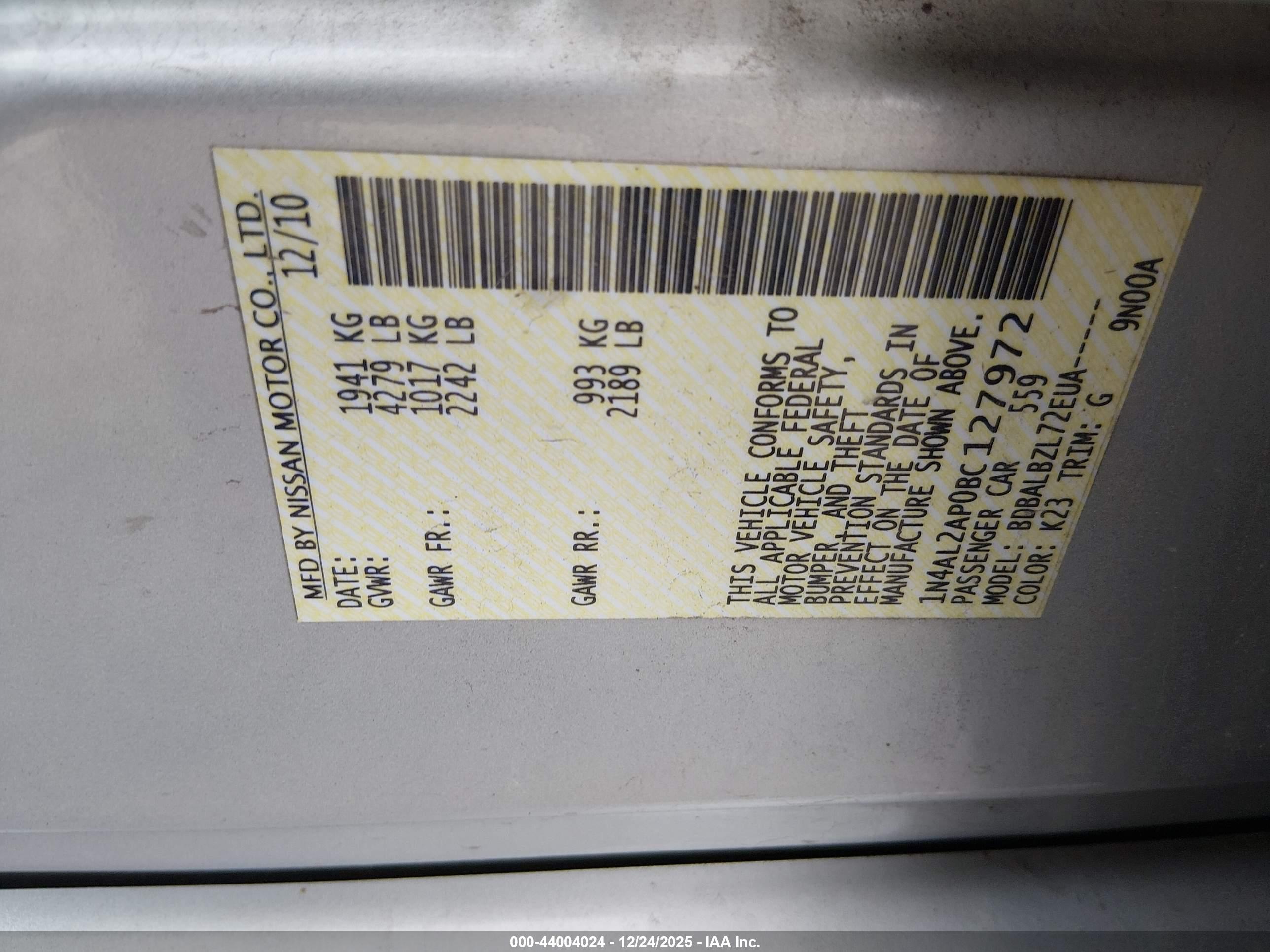 NISSAN ALTIMA image 9